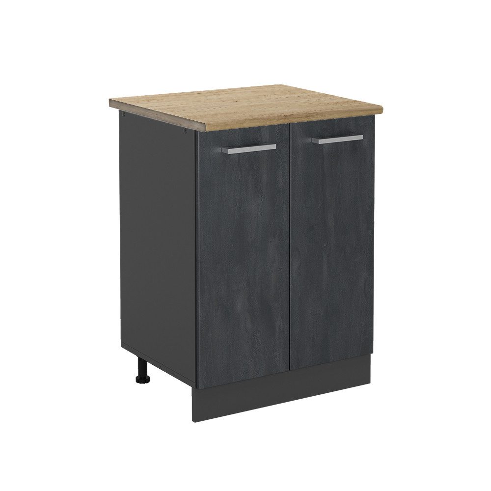 Vicco Unterschrank R-Line, Schwarz Beton/Anthrazit, 60 cm AP Eiche (1-St)