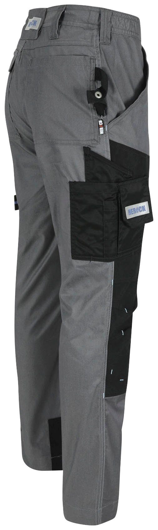 Herock Coolmax® Stretch, mit leicht Hose -Techn.; mehrere grau Viele Taschen, Arbeitshose Capua Farben