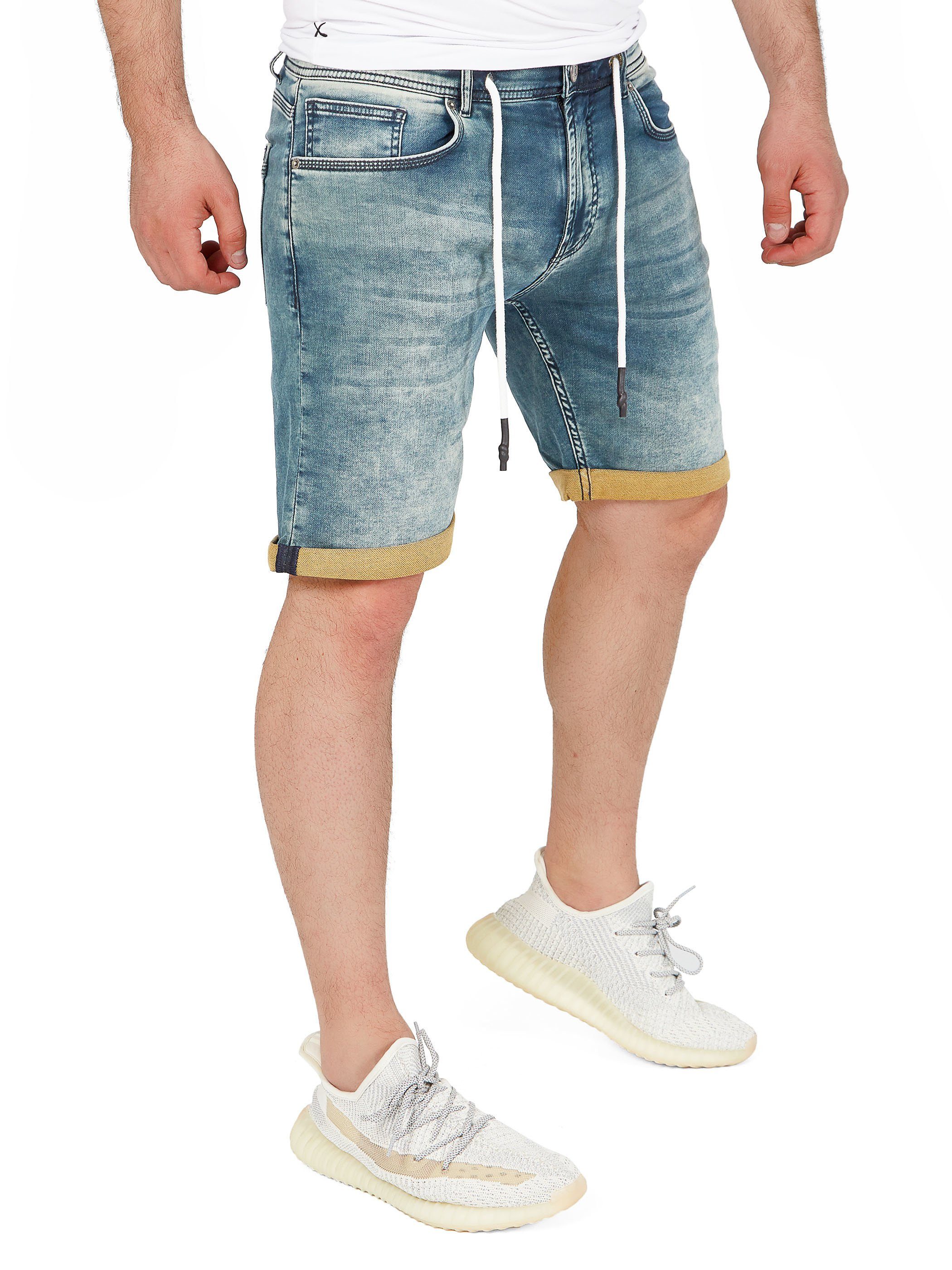 Yazubi Jeansshorts Henry lässige Sweatshorts mit Stretchanteil Grün (Balsam Green 185606)