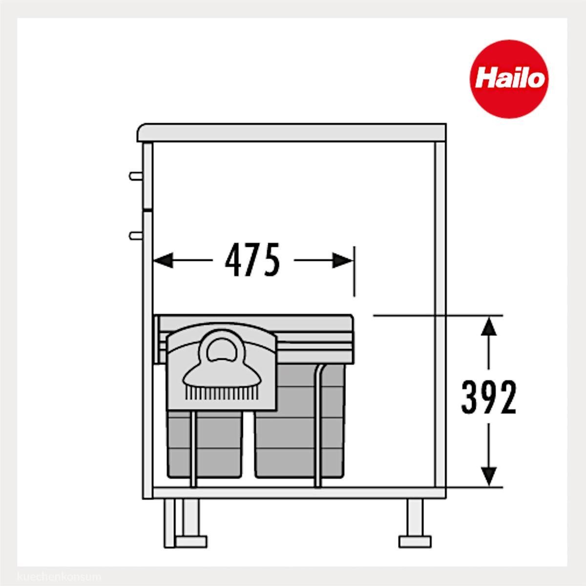 Hailo Einbaumülleimer Hailo Abfallsammler 3642231 Mülleimer Raumspar-Tandem-H 2x 10 + 20 Ltr