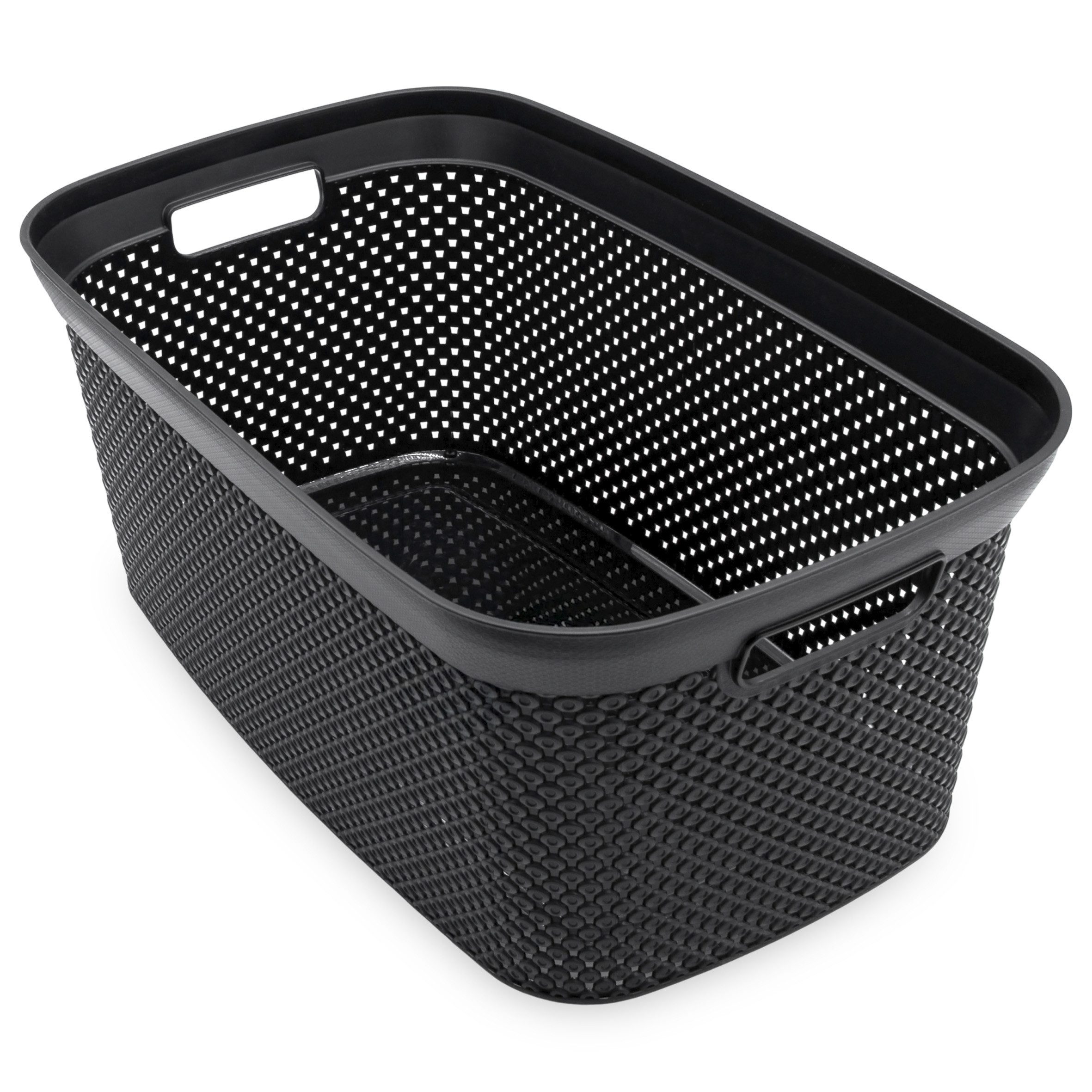 Spetebo Wäschekorb Wäschewanne schwarz 54 x 33 cm (Anzahl, 1 St., Stück), Mit 2 integrierten Tragegriffen