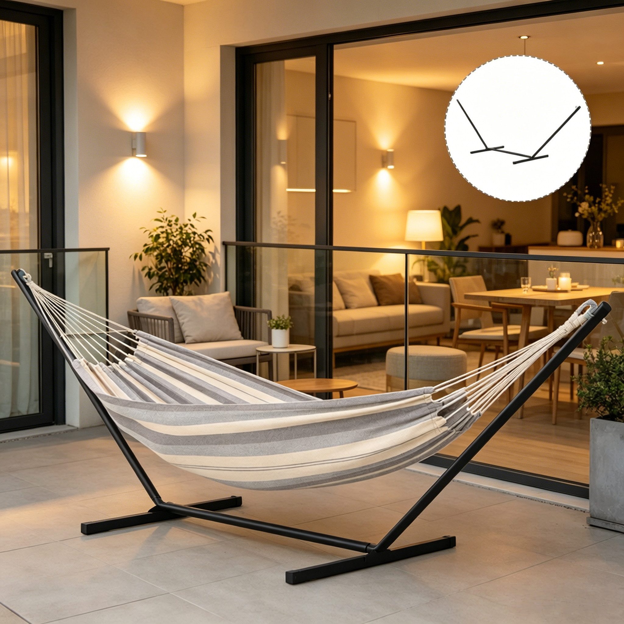 ibettertec Hängemattengestell Kompatibler Hängemattenständer Hängemattengestell Garten Strand Metall, Patio Hängemattenständer (nur mit Hängemattenständer) bis 120KG