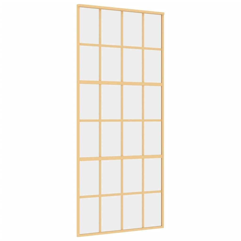 vidaXL Zimmertür Schiebetür Golden 90x205 cm ESG-Klarglas und Aluminium Zimmertür