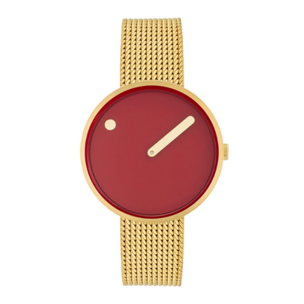 PICTO Quarzuhr 34097-0914G, 34 mm Rotes Zifferblatt