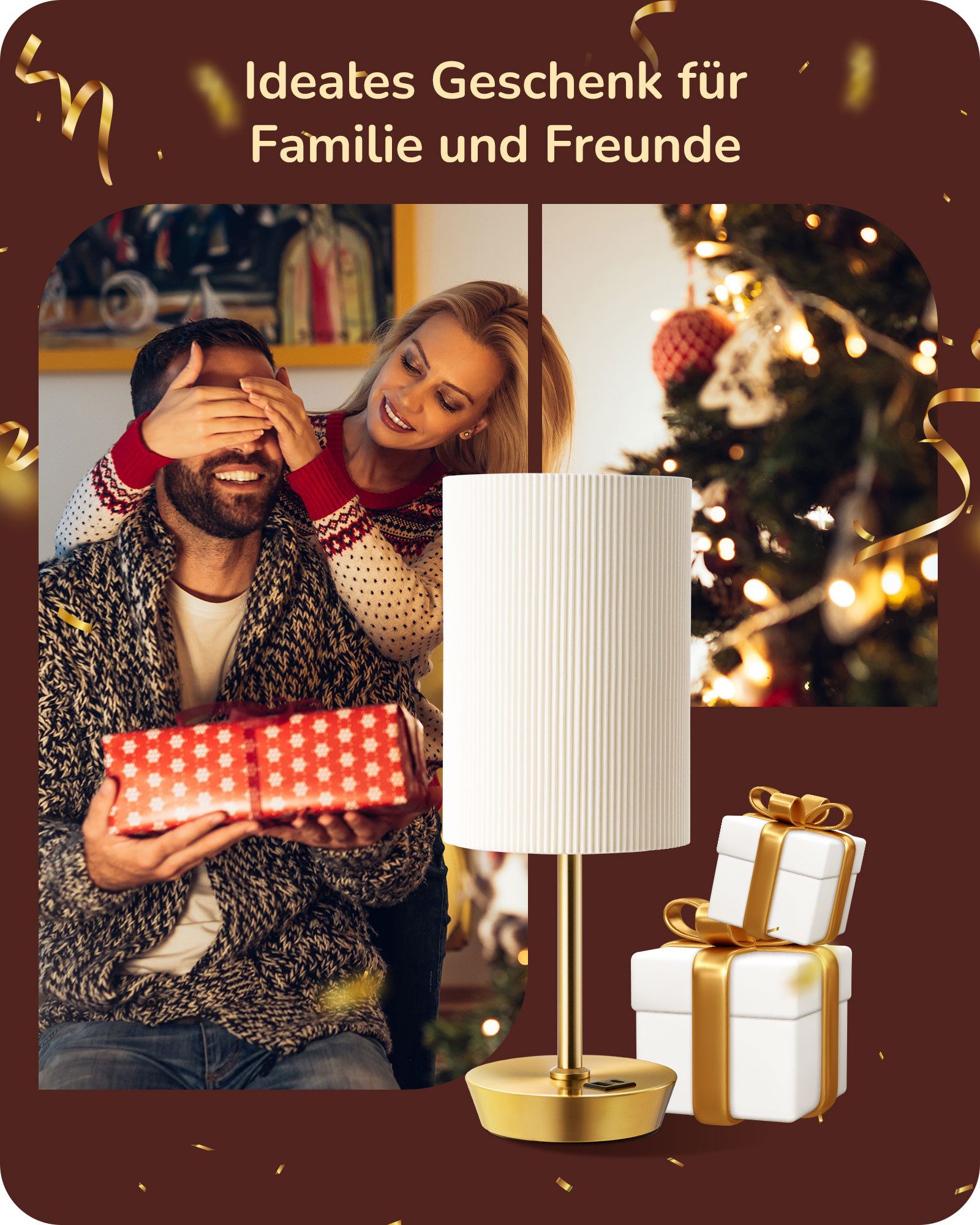 EDISHINE LED Nachttischlampe 2er-Set Tischleuchten mit USB, Dekolampen, LED wechselbar, warmweiß, Touch Dimmbar, kleine Tischlampe mit Ladefunktion – Bild 5 von 5