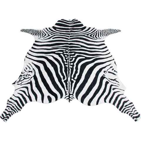 Teppich Zebra, Bruno Banani, tierfellförmig, Höhe: 6 mm, Druckteppich in Fellform, Zebra-Optik, angenehme Haptik