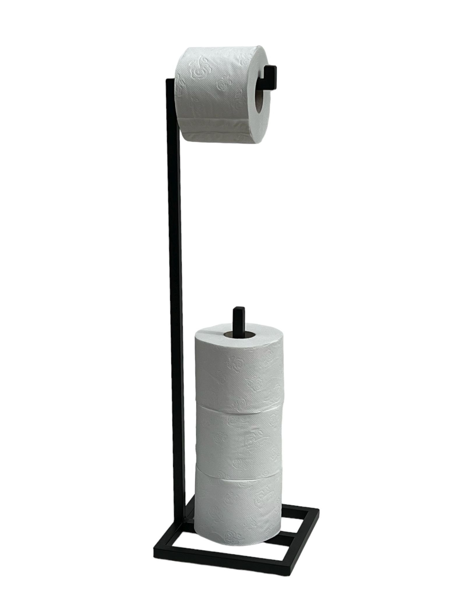 DanDiBo Toilettenpapierhalter Toilettenpapierhalter Stehend Schwarz Metall 96459 Gäste WC Ständer