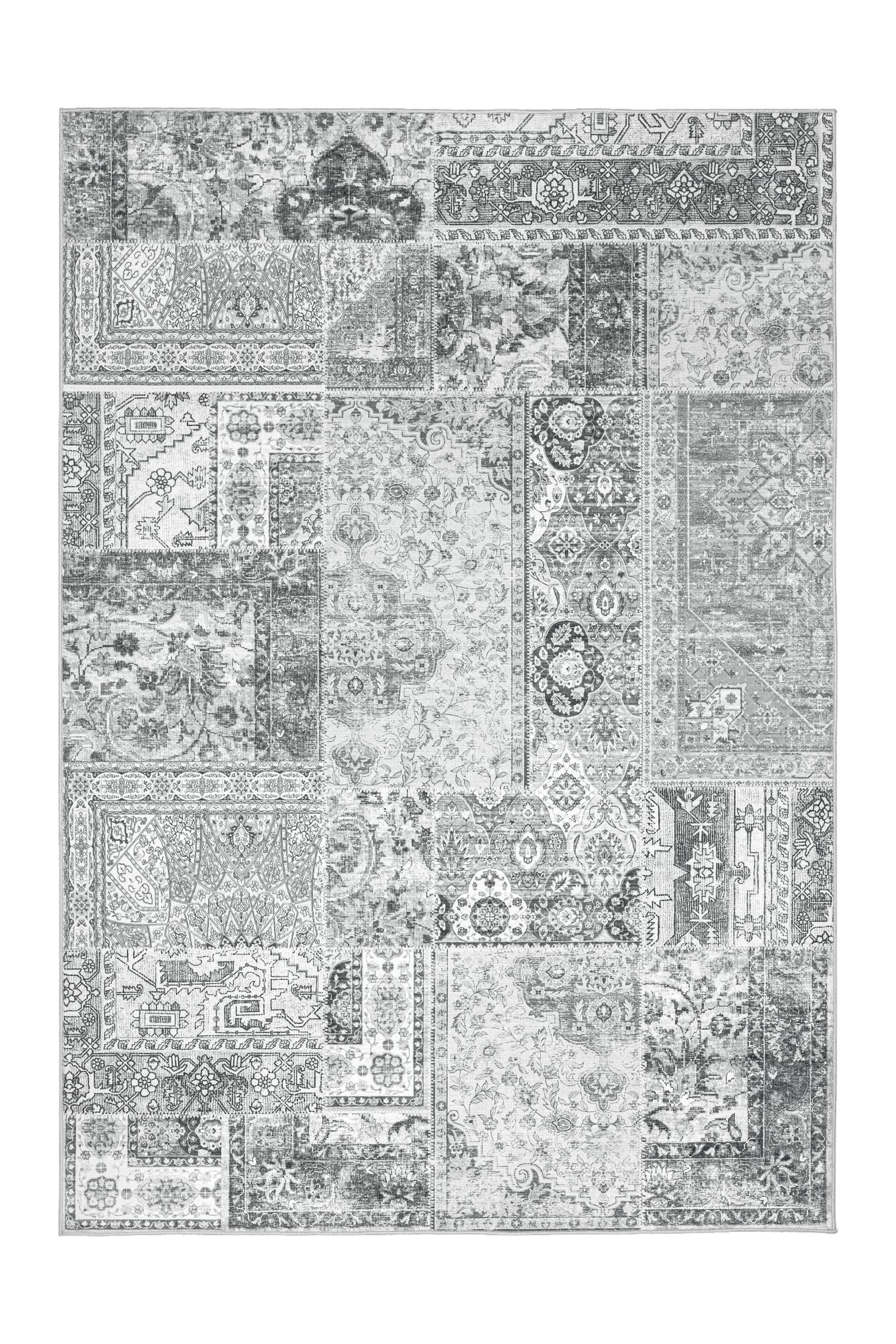 Kayoom Teppich Visionary 130, rechteckig, Höhe: 8 mm, Kurzflor, Vintage, Patchwork Muster, Modernes Muster