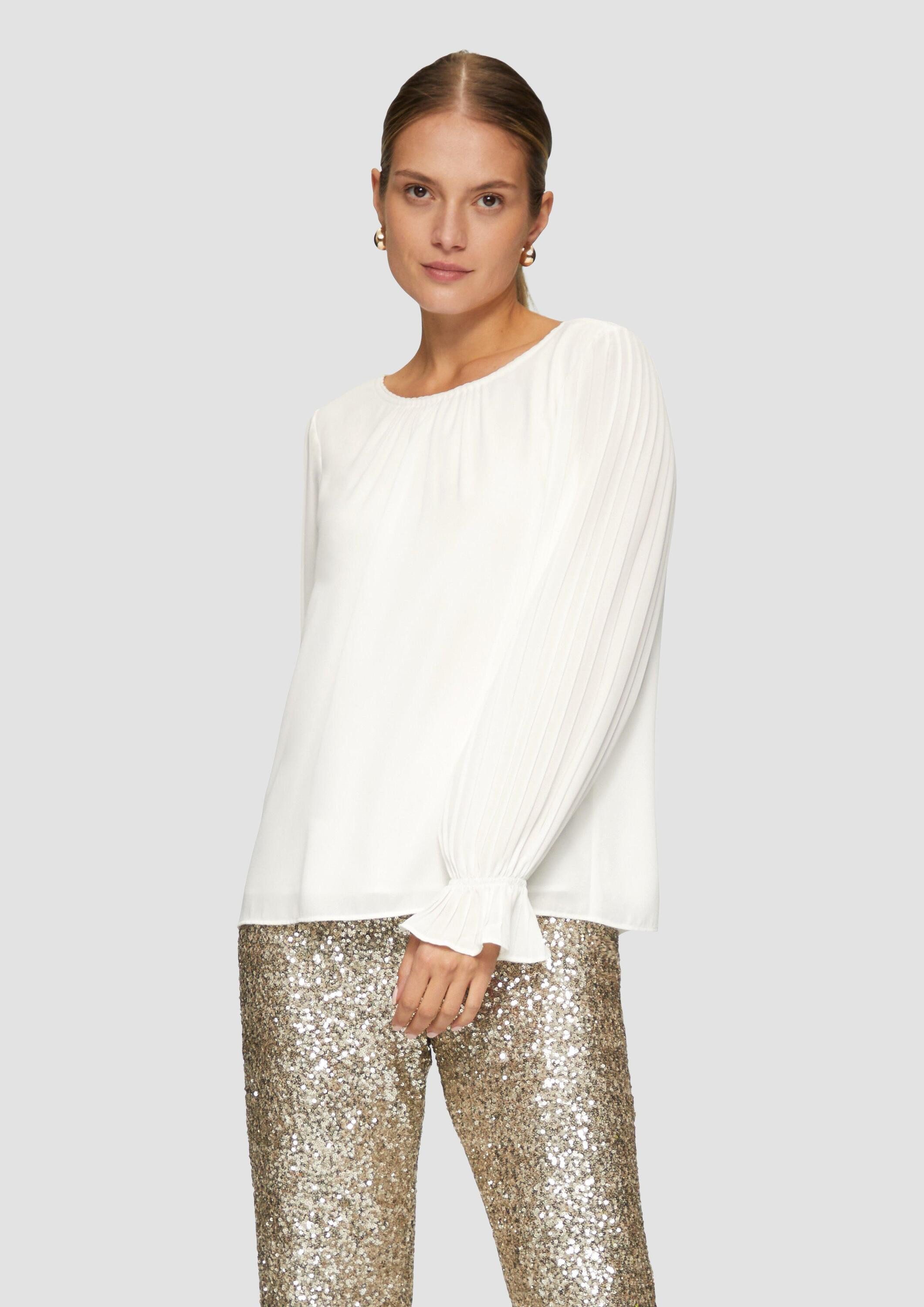 s.Oliver Langarmbluse Bluse Viskosebluse mit Plisseeärmeln günstig online kaufen