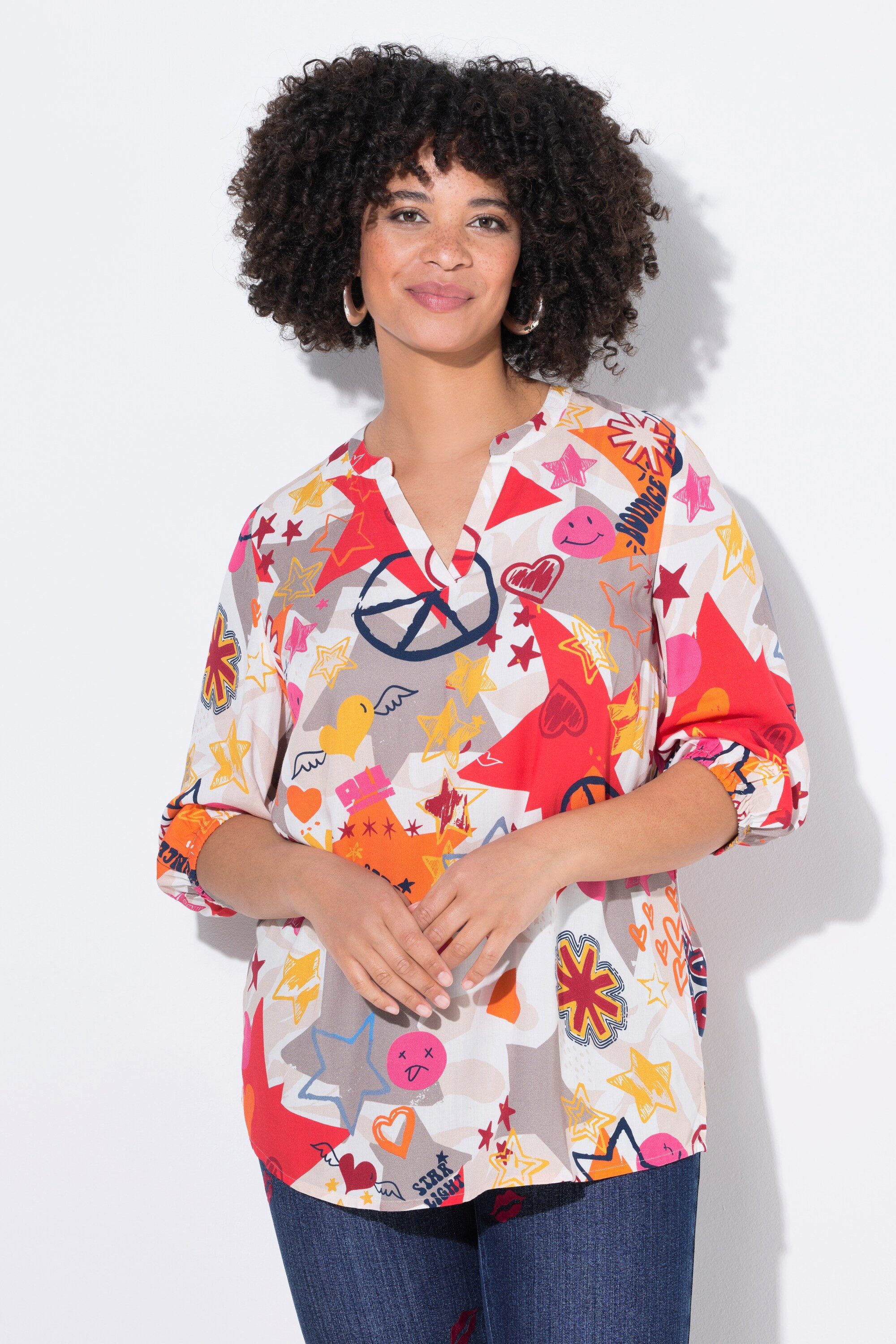 Angel of Style Tunika Bluse Smiley-Patchmuster günstig online kaufen