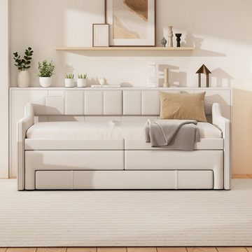 OKWISH Polsterbett Tagesbett, gepolstertes Einzel-Tagesbett mit Rollcontainer (mit Schubladen 90 x 200 cm (190 cm), ohne Matratze