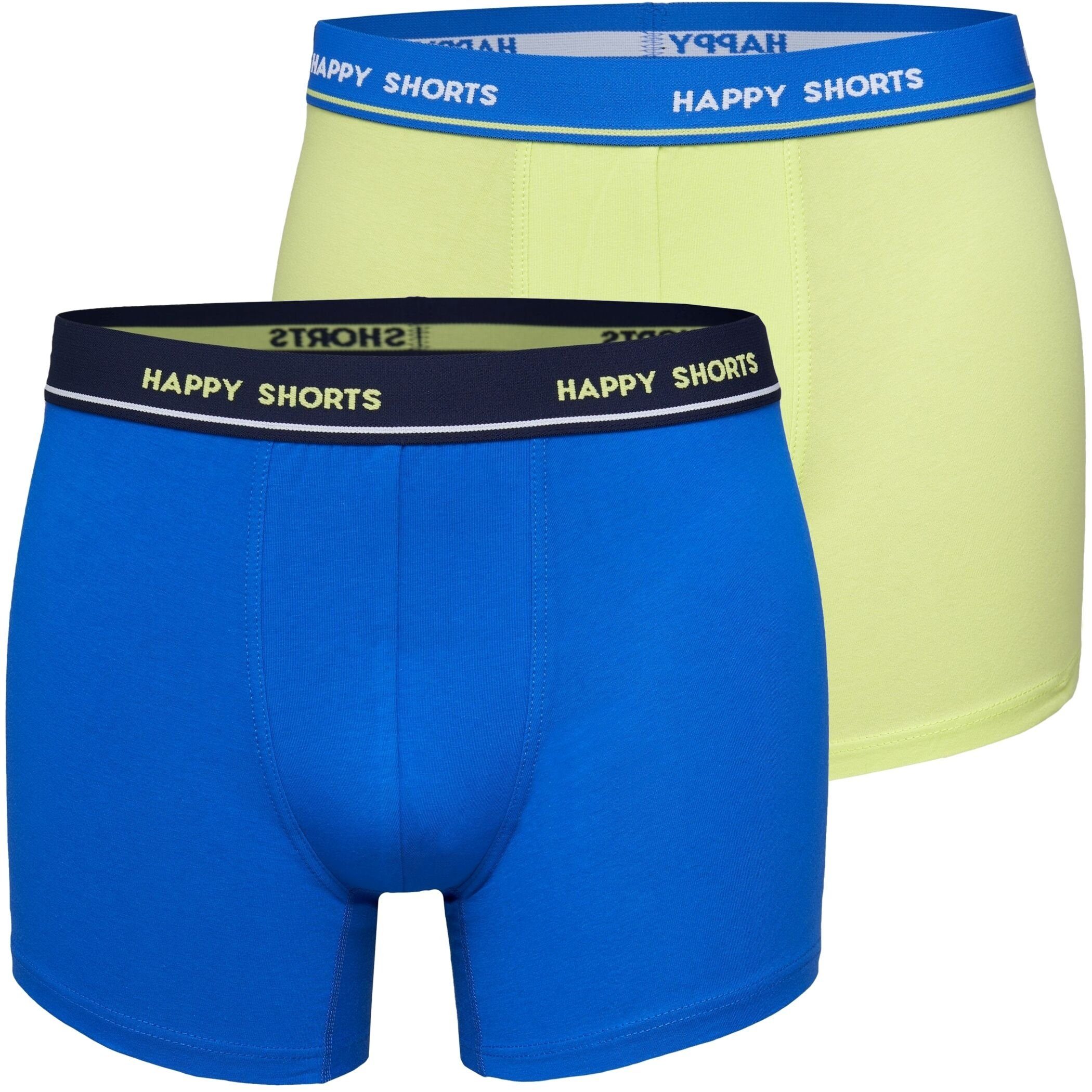 HAPPY SHORTS Trunk 2 Happy Shorts Pants Jersey Trunk Herren Boxershorts Blau und Gelb (1-St) Uni 3