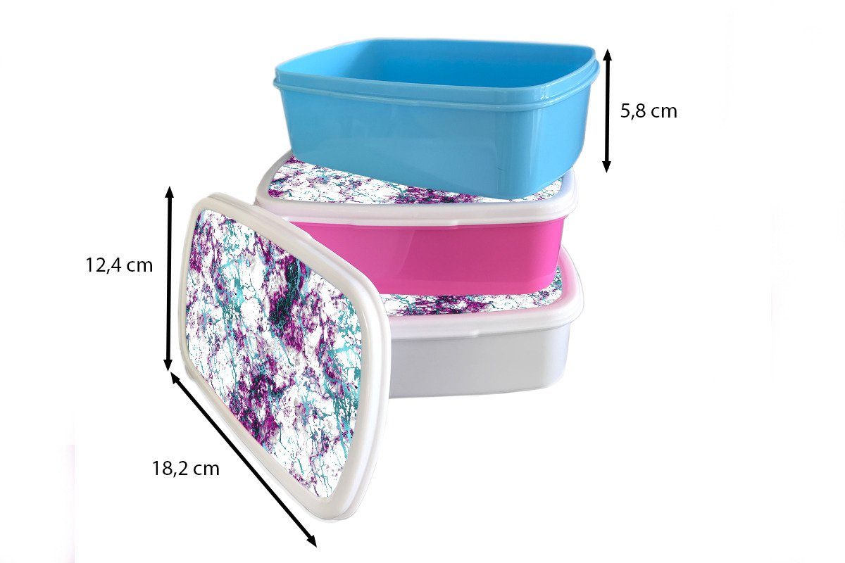 Lunchbox Kinder Kunststoff, weiß für - Jungs Brotdose, und - Mädchen und für Marmor Erwachsene, Brotbox Luxus (2-tlg), MuchoWow Design,