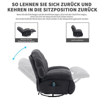 Powerwill Massagesessel 360° drehbarer Sessel,Stoff-Massagestuhl,Relaxsessel,Liegestuhl