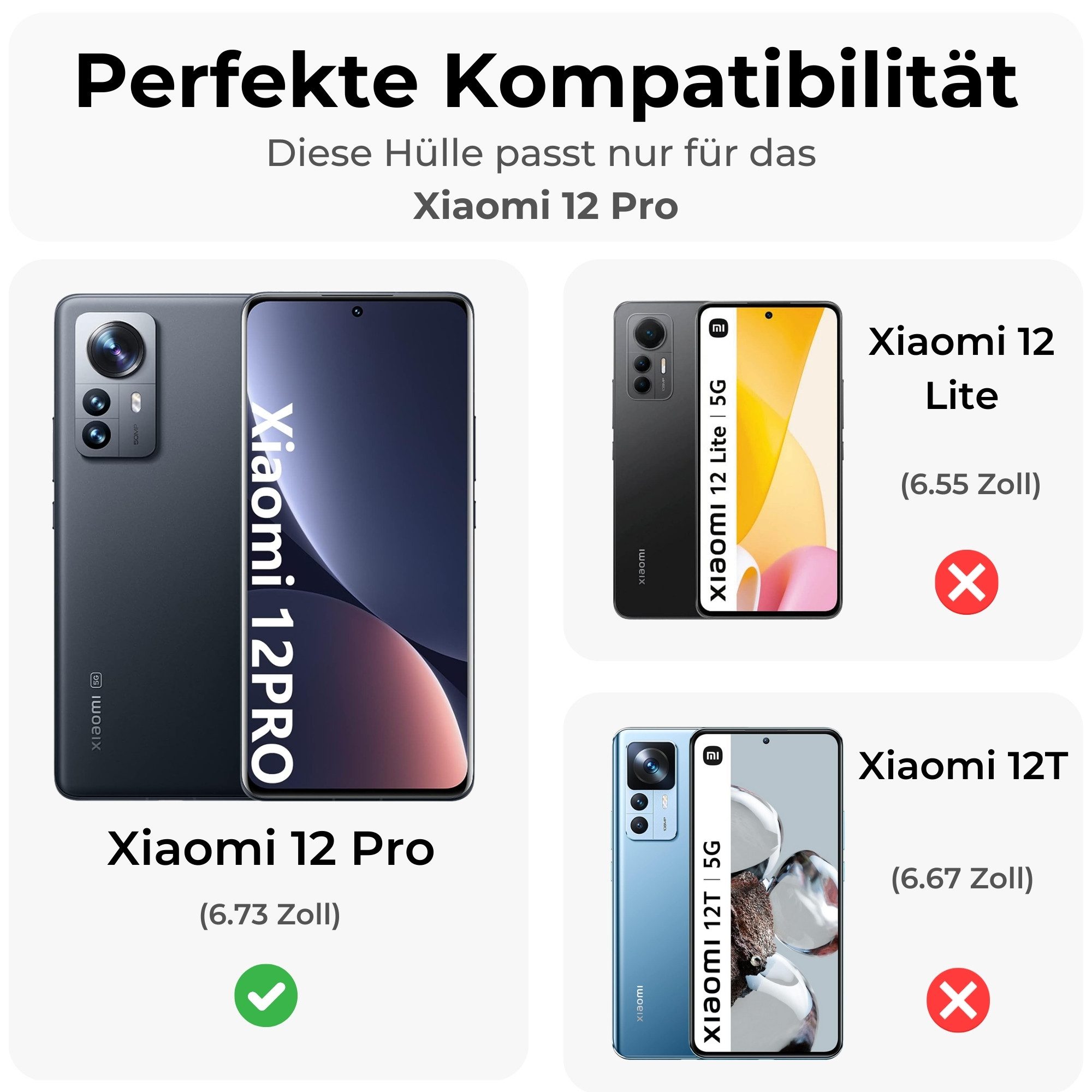betterfon Handykette für Xiaomi 12 Pro Handyhülle mit Band & Kordel Bumper Schwarz, Hände frei – mit Silikonhülle & Schnur für flexiblen Alltag