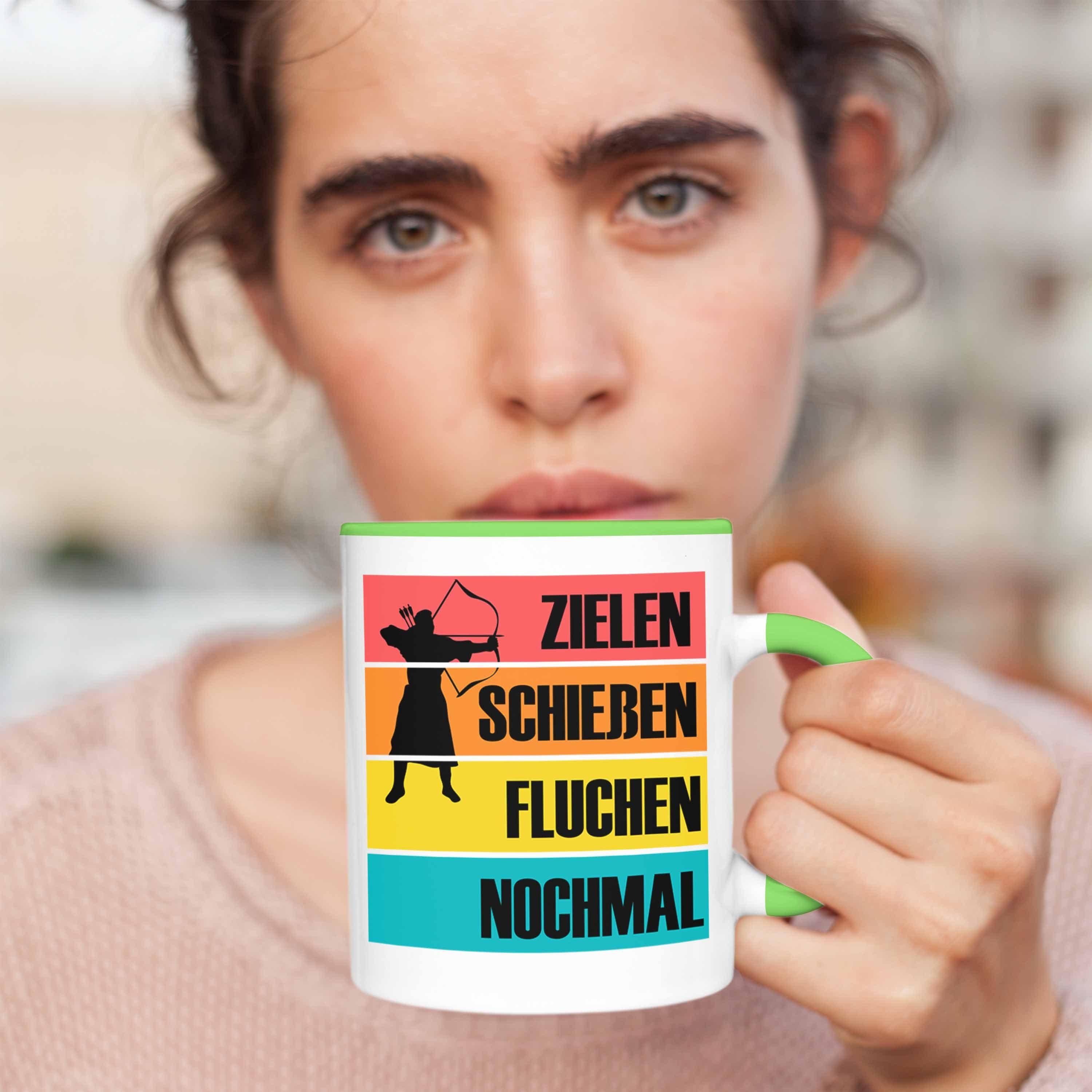 Tasse Bogenschütze Bogenschießen Geschenk Trendation Tasse Spruch und für B Grün Pfeil - mit