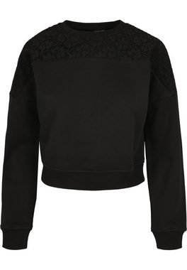 URBAN CLASSICS Sweater Damen Ladies Short Oversized Lace Inset Crew (1-tlg)