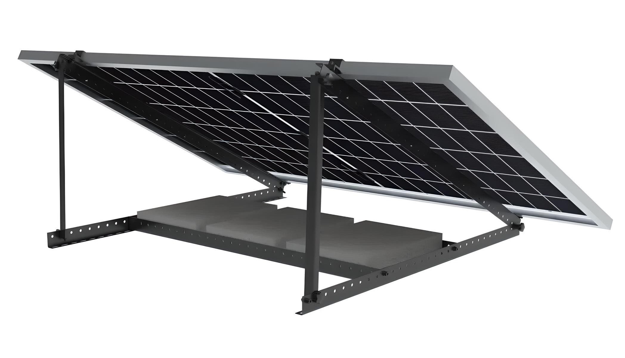 TZIpower Solarmodul-Halterung Solarhalterung Triangel Schwarz Balkon Flachaufständerung Wandmontage, (Mit Haken und Endklemmen, Universal einsetzbar)