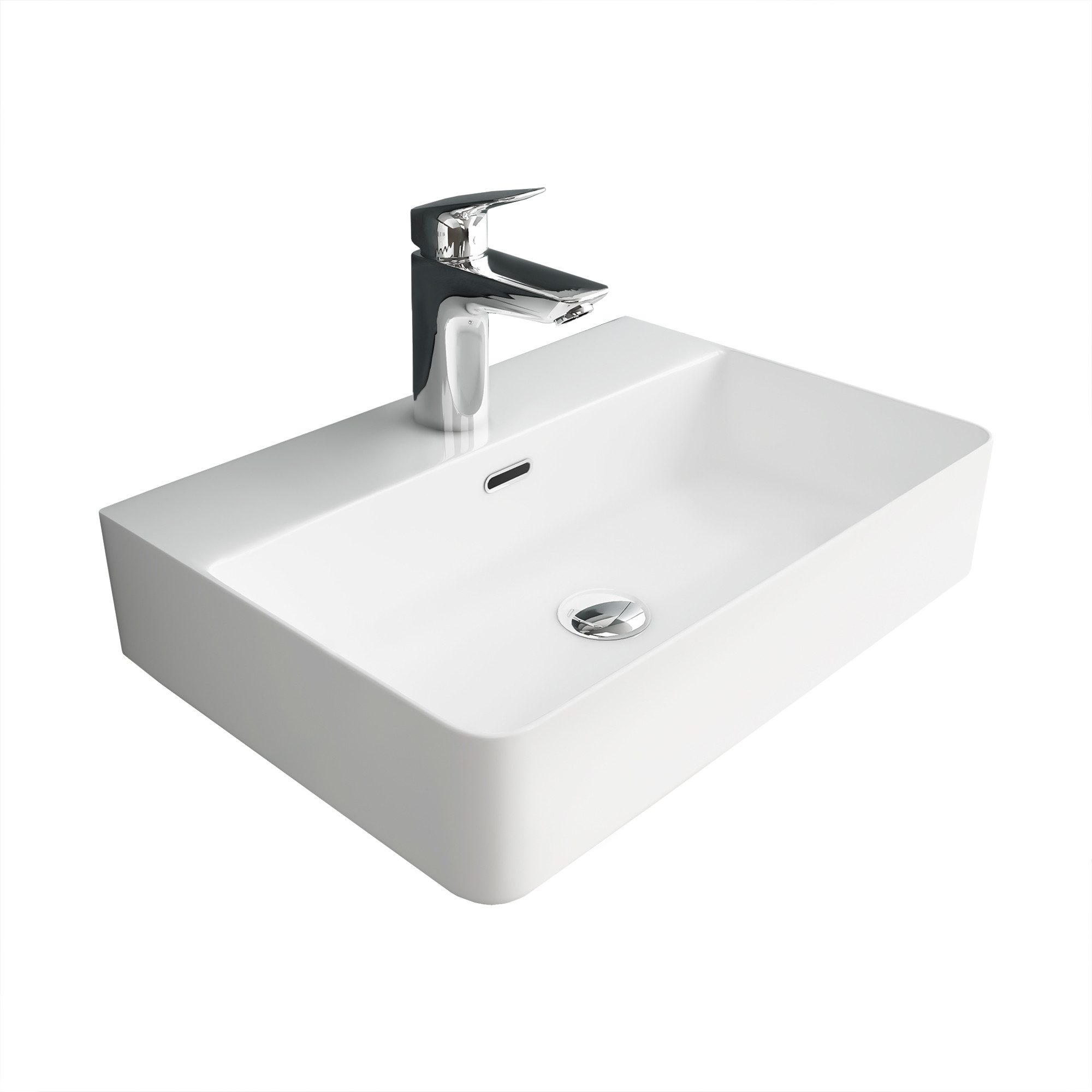 Alpenberger Waschbecken 60 cm Breit - Aufsatzwaschbecken Eckig mit Nano - W günstig online kaufen