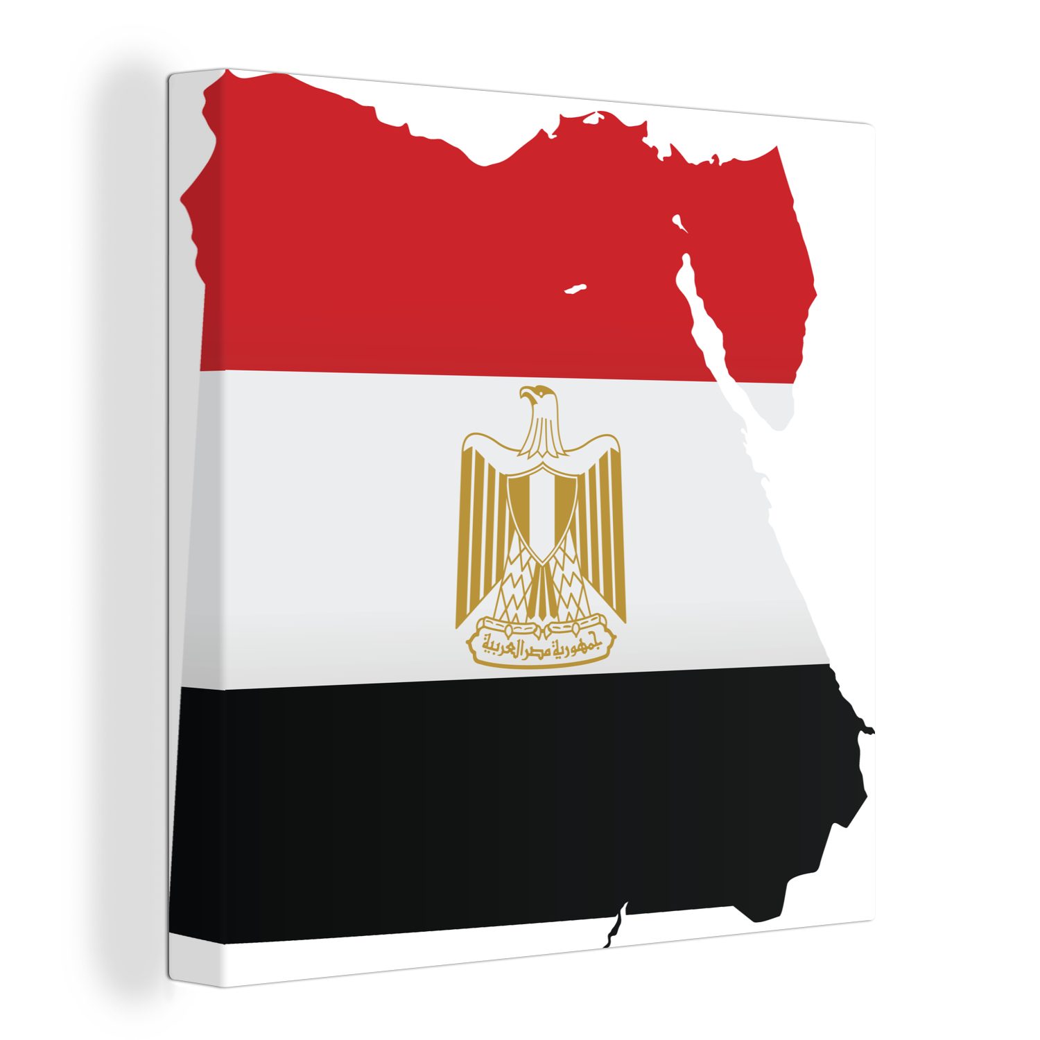 OneMillionCanvasses® Leinwandbild Illustration der Karte von Ägypten mit der ägyptischen Flagge, (1 St), Leinwand Bilder für Wohnzimmer Schlafzimmer