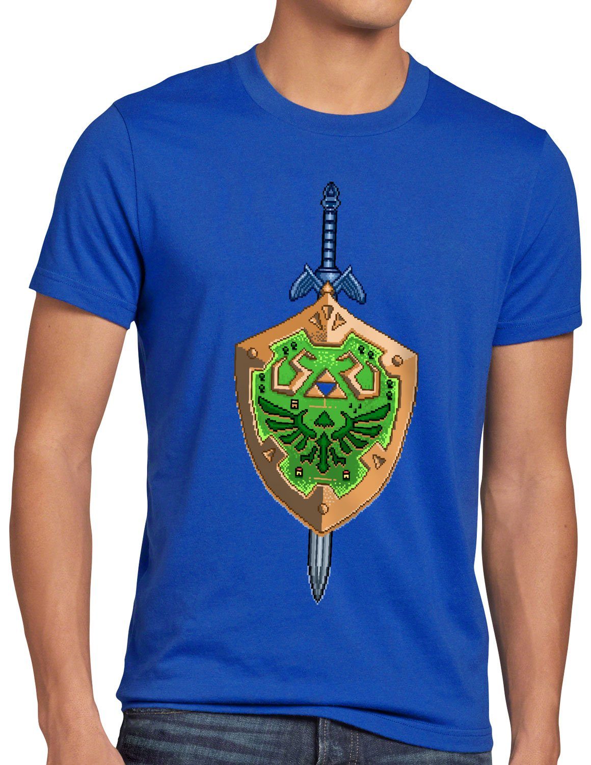 style3 Print-Shirt Herren T-Shirt Hyrule Pixel switch link 3ds