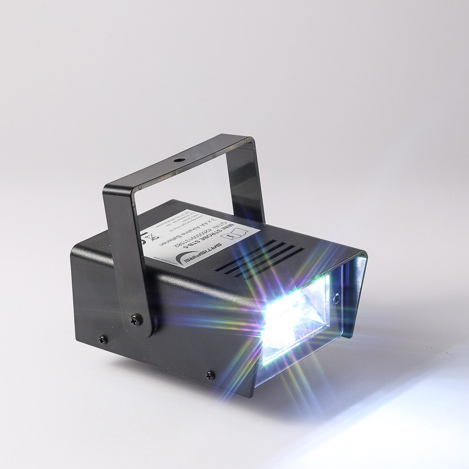 SATISFIRE Discolicht Mini LED Stroboskop - Batteriebetrieb - Geschwindigkeitsregelung, kaltweiss (5300K bis 6000K) – Bild 2 von 5