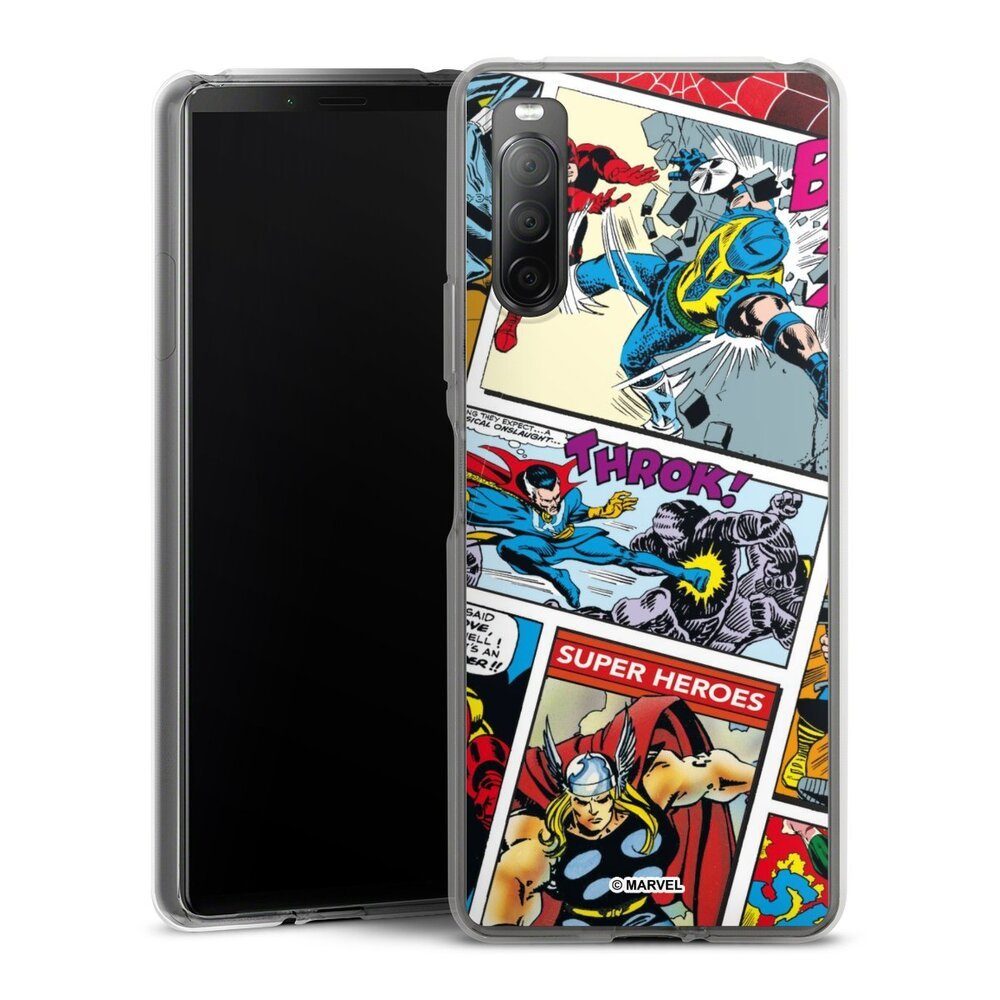 DeinDesign Handyhülle Marvel Retro Comic Blue, Sony Xperia 10 II Silikon Hülle Bumper Case Handy Schutzhülle