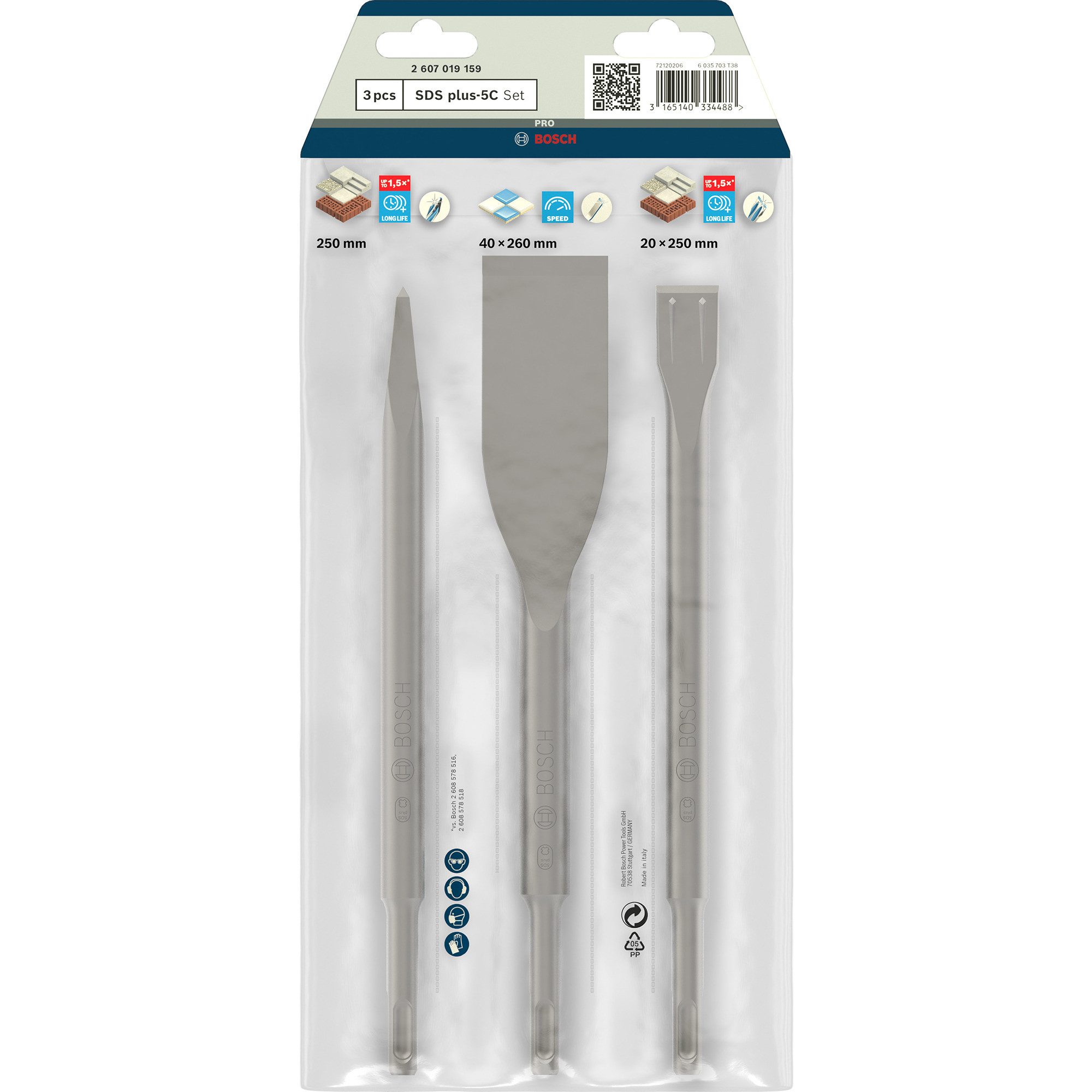 Thumbnail - Bosch Professional Bohrer- und Bitset Bosch Professional Meißel-Satz SDS-plus, 3-teilig