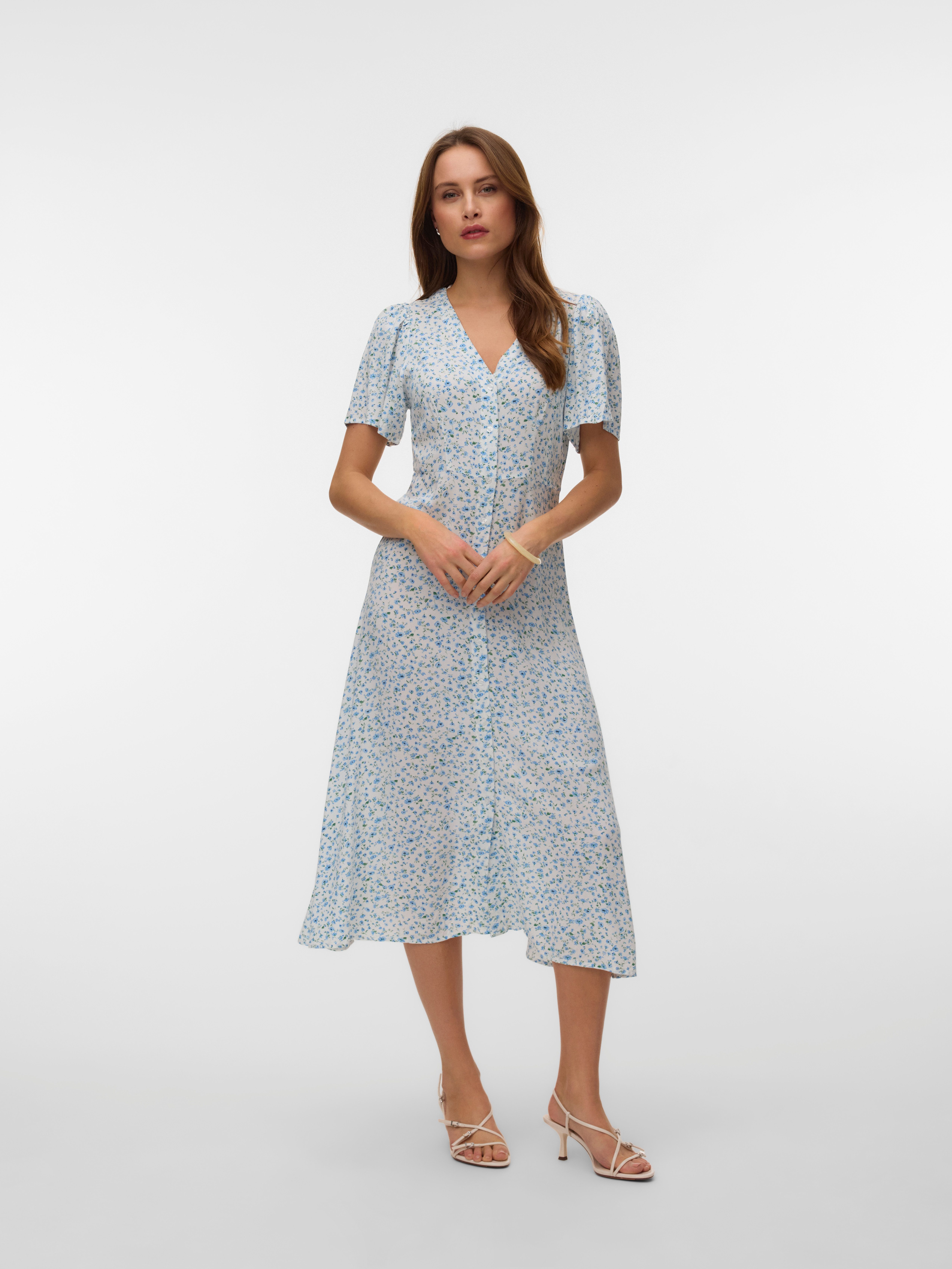 Vero Moda Sommerkleid VMALBA SS CALF DRESS WVN GA NOOS Viskose, regular fit
