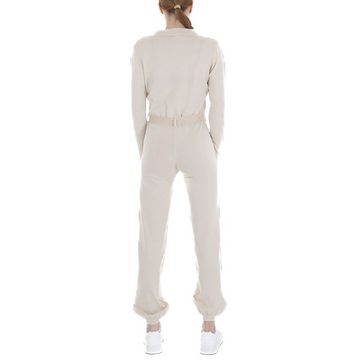 Ital-Design Overall Damen Freizeit Stretch Langer Jumpsuit in Creme