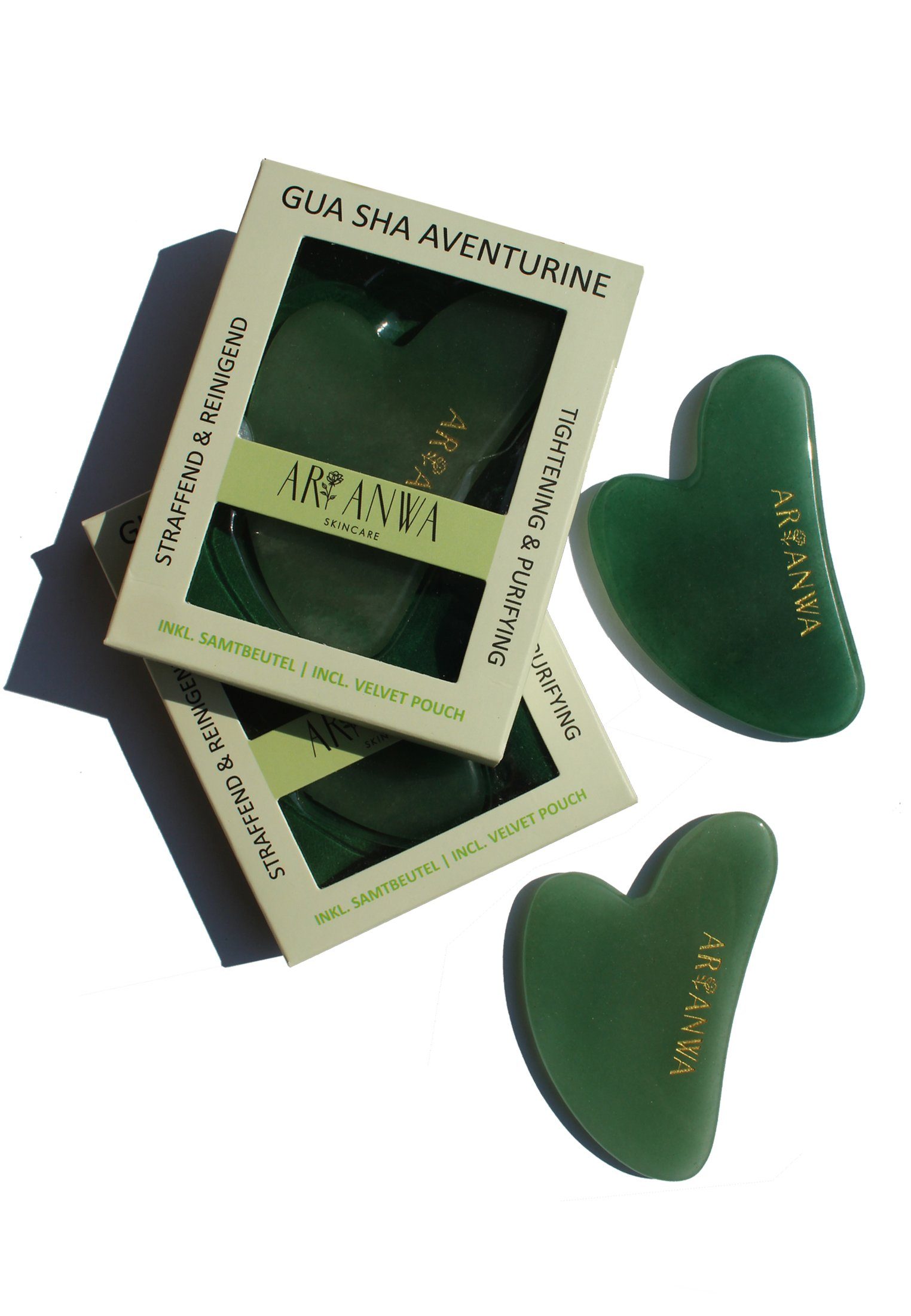 ARI ANWA Skincare Massagegerät Gua Sha Aventurine, Gesichtsmassage & Hautpflege