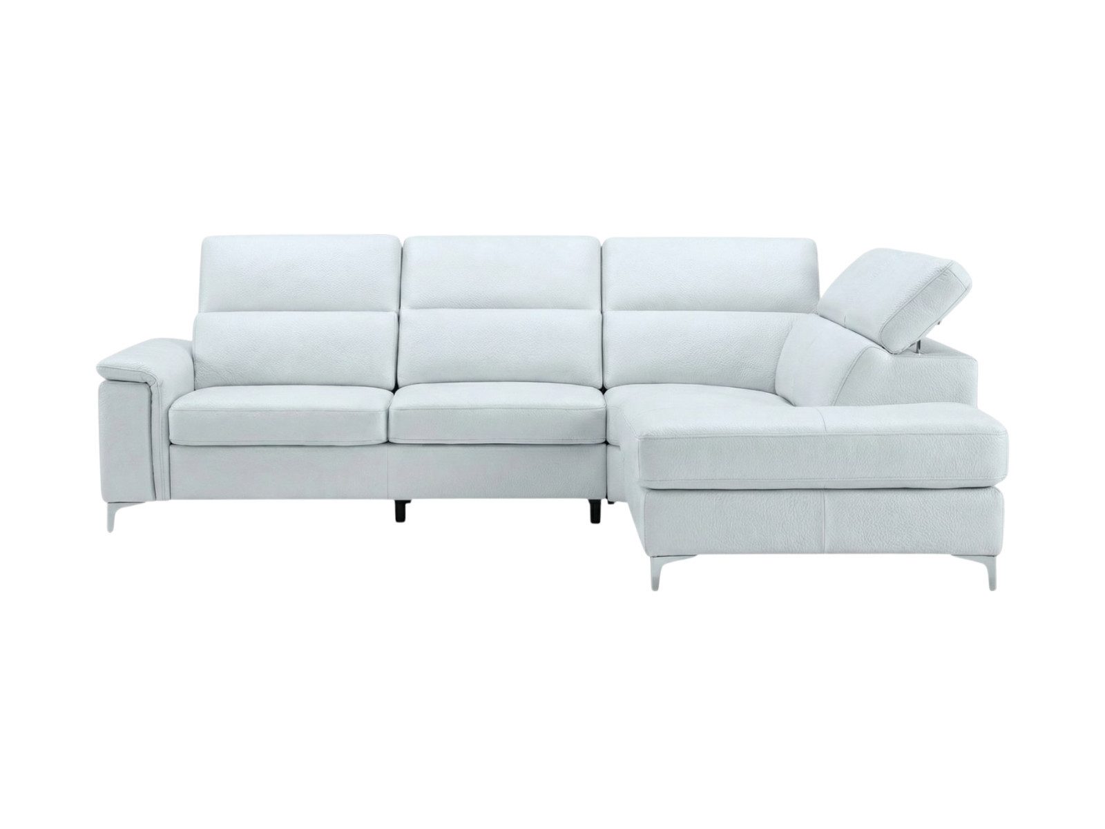 Villa Möbel Ecksofa Avenger, L-Form 1 Teile, Echtleder-Ecksofa mit Kopfteilverstellung fürs Wohnzimmer