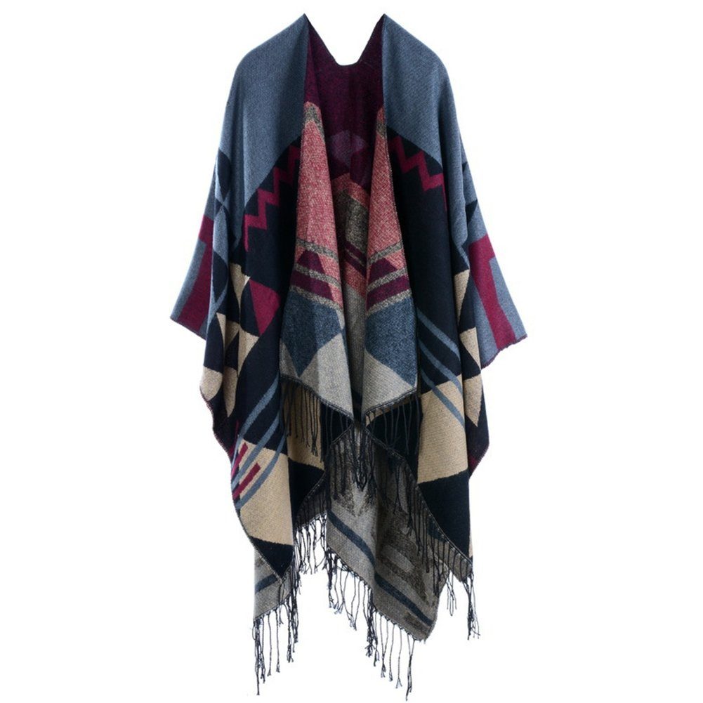ManKle Modeschal Damen Deckenstoffschaln Winter Schal mit Fransen 130*150cm Rot