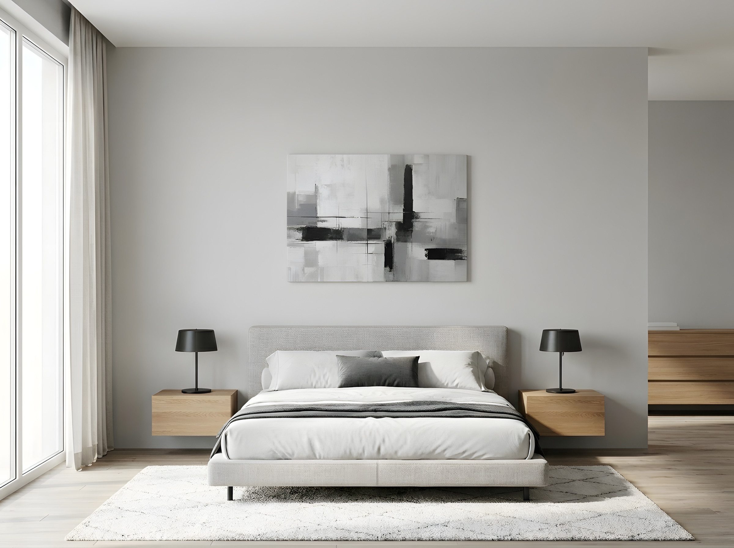 Wallarena Leinwandbild Art Deco Abstrakt Modern Grau Schlafzimmer, Wohnzimmer 40x30 cm, Art Deco, 40 x 30 cm