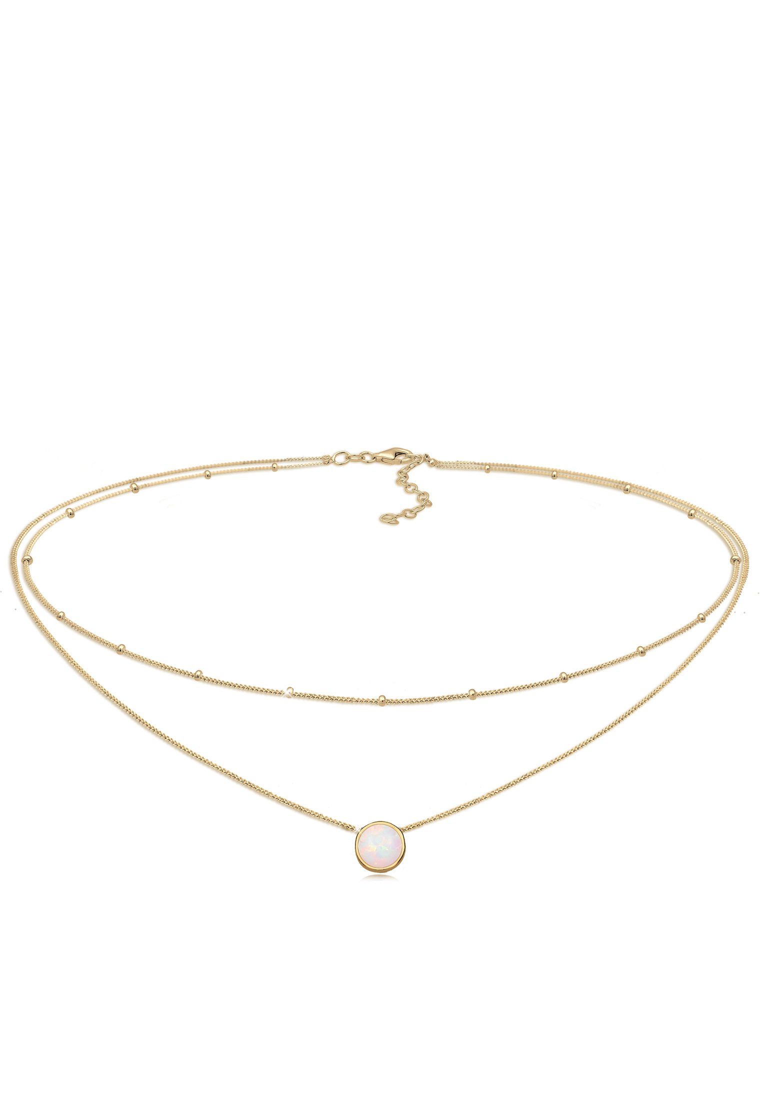 Elli Choker Choker Layer Opal Kugelkette 925 Silber