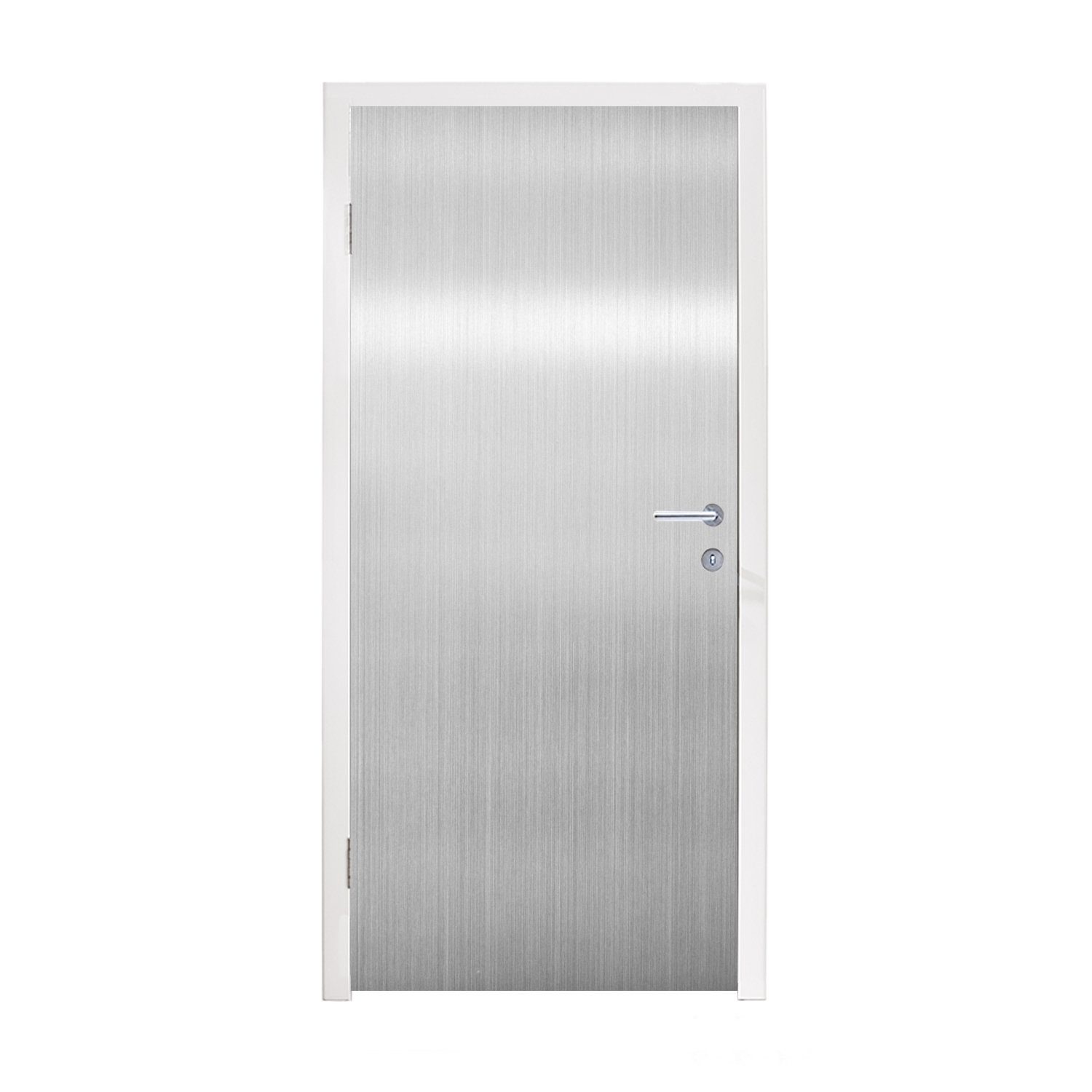 MuchoWow Türtapete Metalldruck - Silber - Grau, Matt, bedruckt, (1 St), Fototapete für Tür, Türaufkleber, 75x205 cm