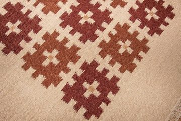 Wollteppich Kelim Teppich handgewebt rot, morgenland, rechteckig, Höhe: 6 mm, Kurzflor
