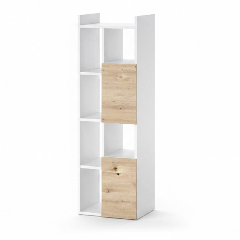 Vicco Hochschrank Alf, Weiß/Eiche, 36 x 117 cm mit 2 Schubladen (1-St)