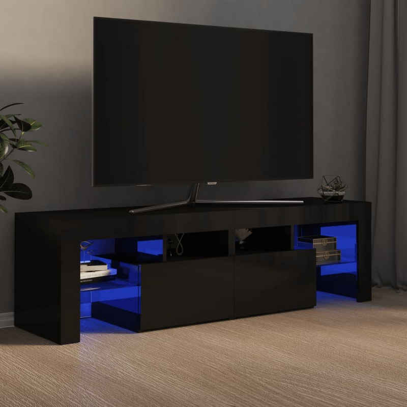 vidaXL TV-Schrank TV-Schrank mit LED-Beleuchtung Hochglanz-Schwarz 140x36,5x40 cm (1-St)