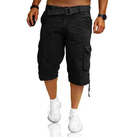RMK Cargoshorts Herren Short Shorts Bermuda kurze Hose Cargos + Gürtel aus Baumwolle, in Unifarbe