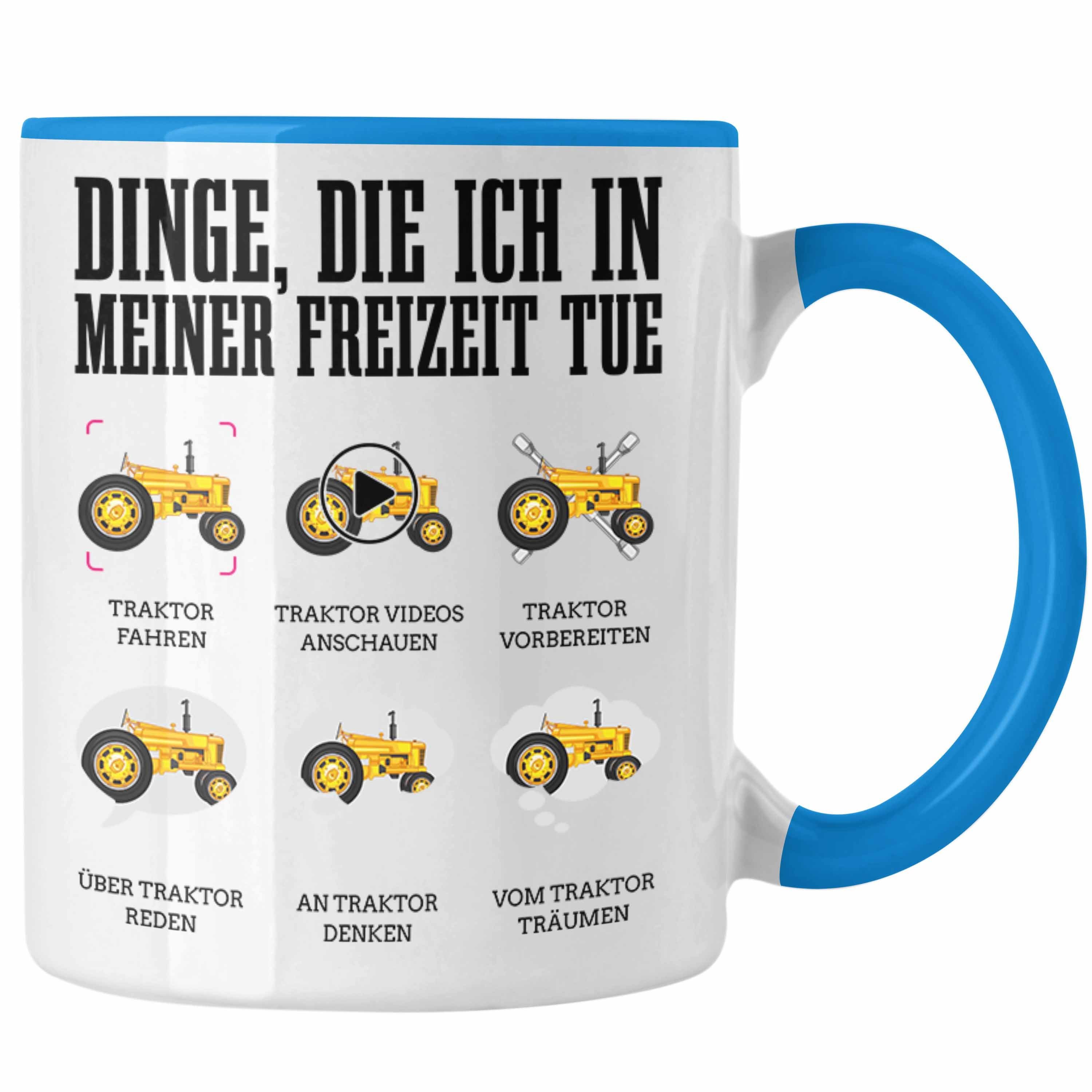 Trendation Tasse Traktor Tasse Geschenk Bauer Landwirt Geschenkidee Traktor Fans Blau