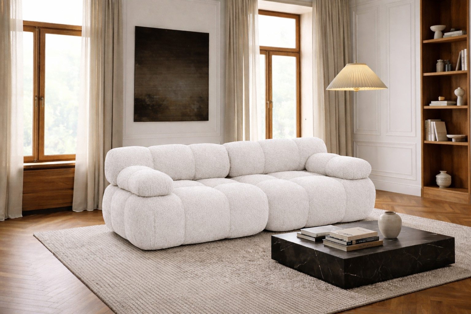 Kaiser Möbel Sofa 2-Sitzer modular für Wohnzimmer, Bouclé-Stoff Abriamo, Selia, 2-Sitzer, Teil der Selia-Modulkollektion,Kombinierbar mit weiteren Modulen