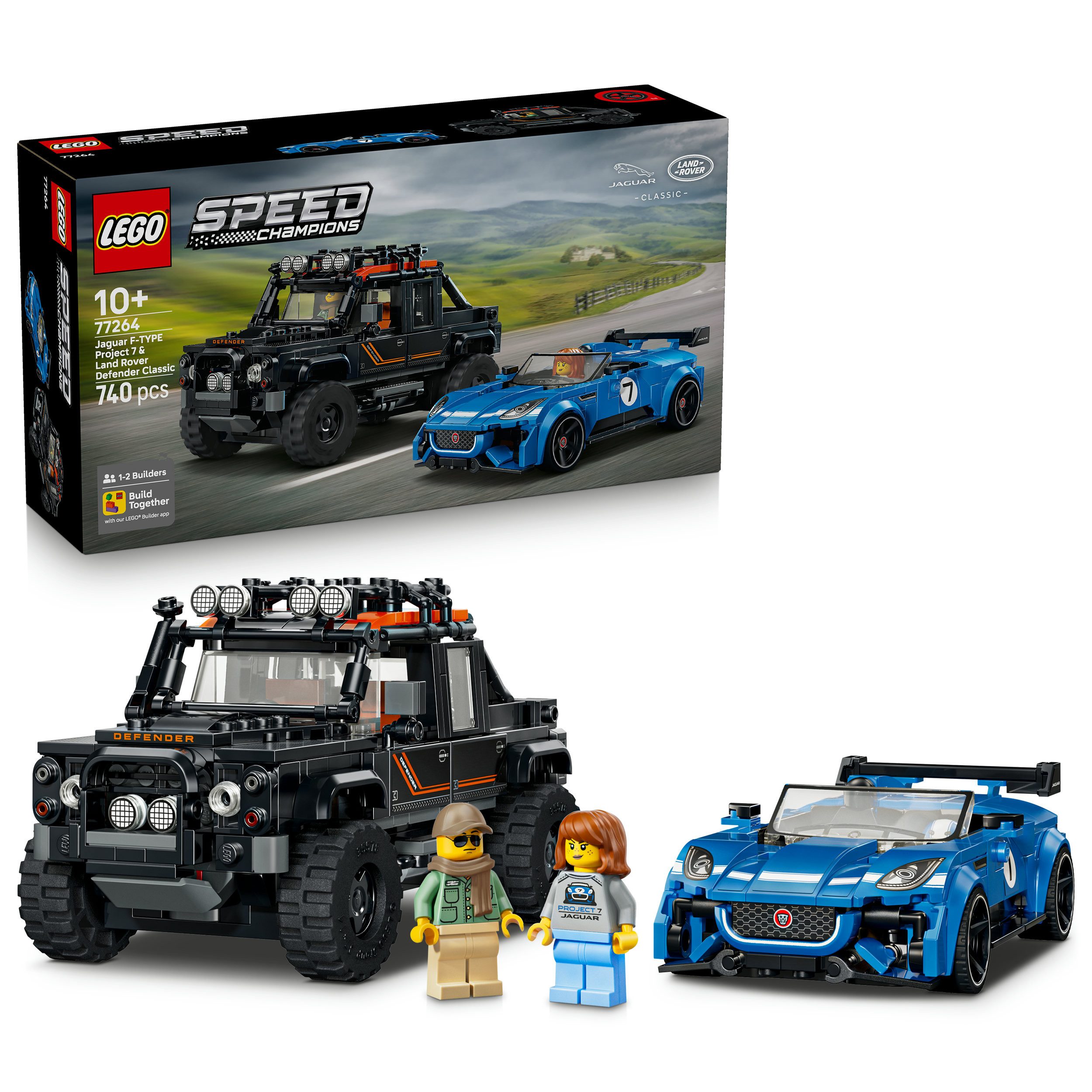 Jaguar Project 7 & Land Rover Defender (77264), LEGO Speed Champions Konstruktionsspielsteine