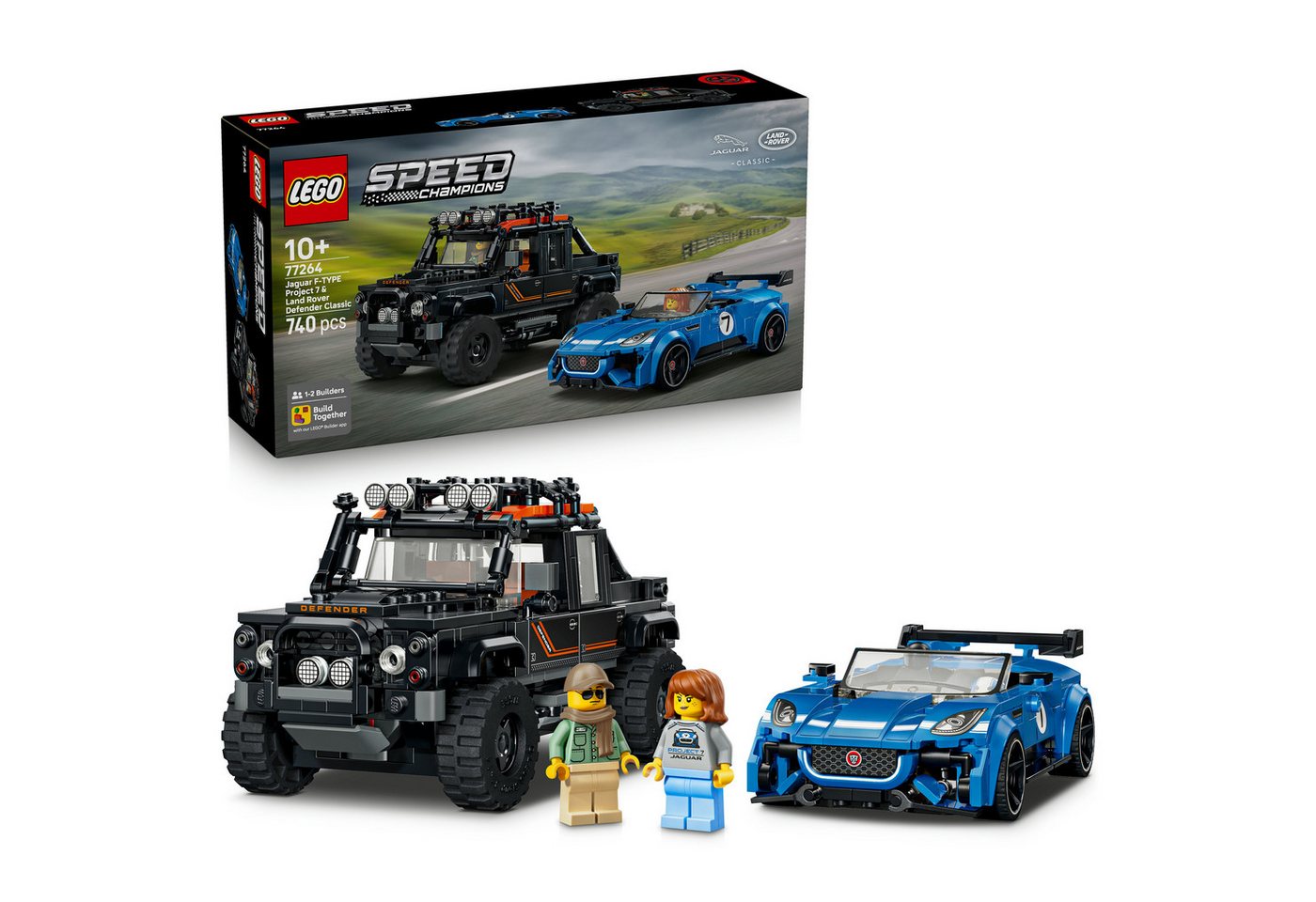 LEGO® Jaguar Project 7 & Land Rover Defender (77264), LEGO Speed Champions Konstruktionsspielsteine, (740 St), Made in Europe
