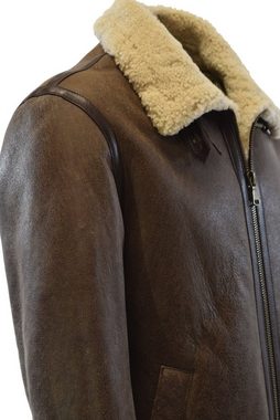 Levinsky Furs Lederjacke Will Herren Lammfelljacke, leicht, Bomberjacke, Grau, Braun, Curly-Lammfell