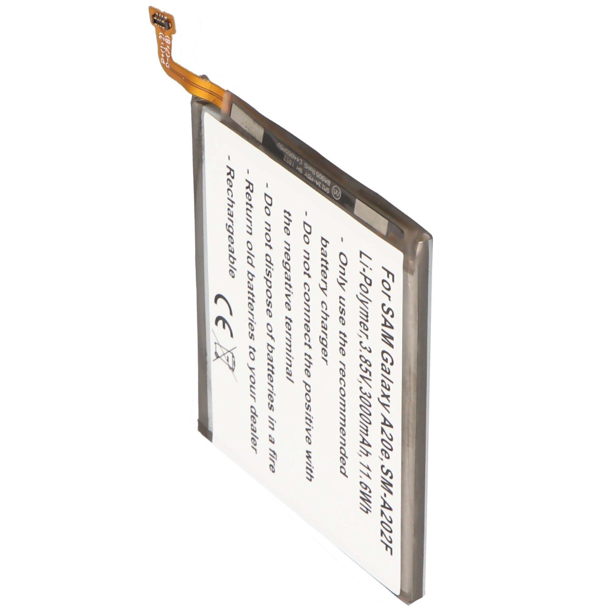 Akku passend für Samsung Galaxy A20e, SM-A202F, Li-Polymer, 3,85V, 30 Akku