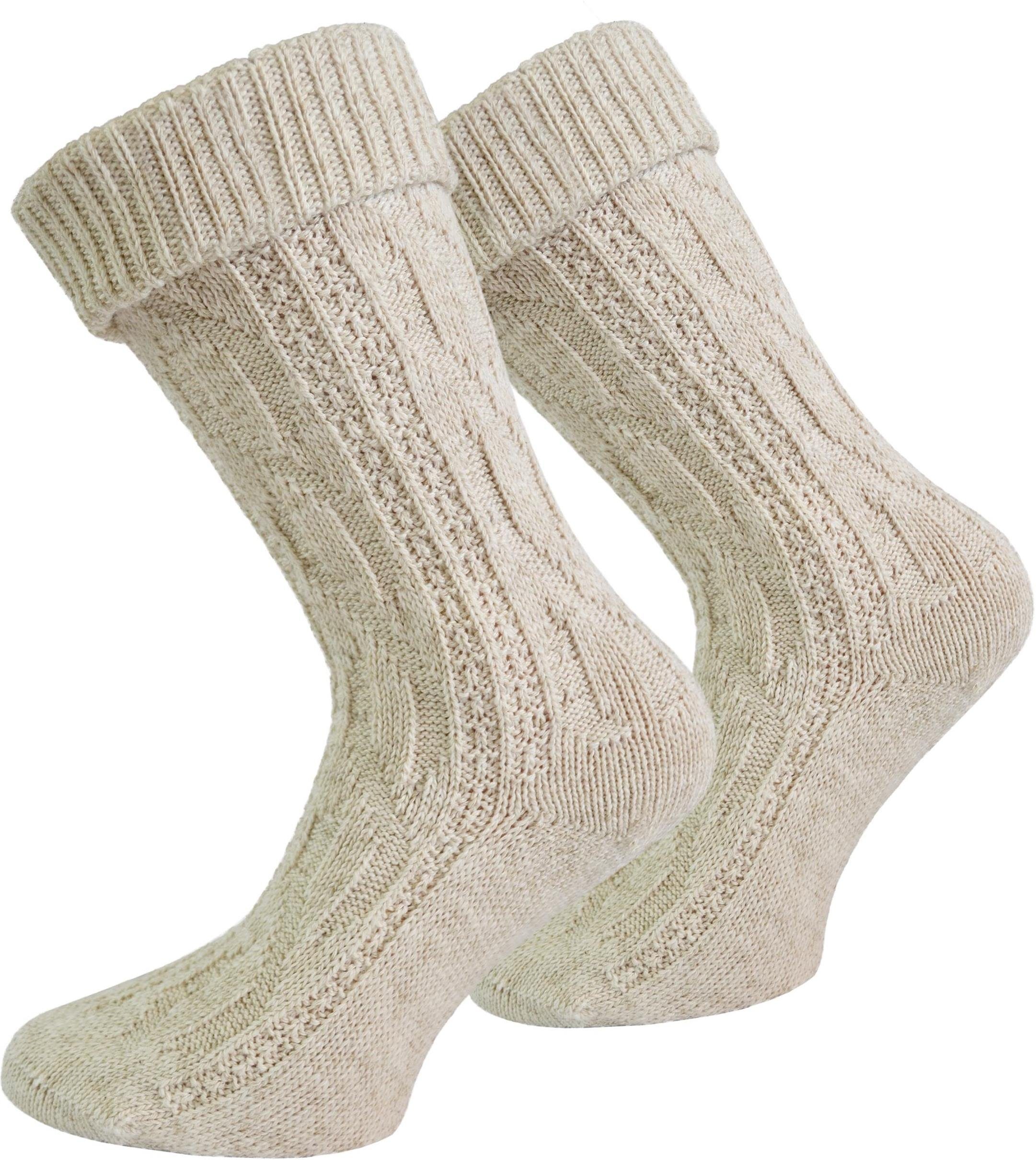 normani Trachtensocken Trachtensocken mit Leinen (1 Paar) Traditionelles Zopfmuster