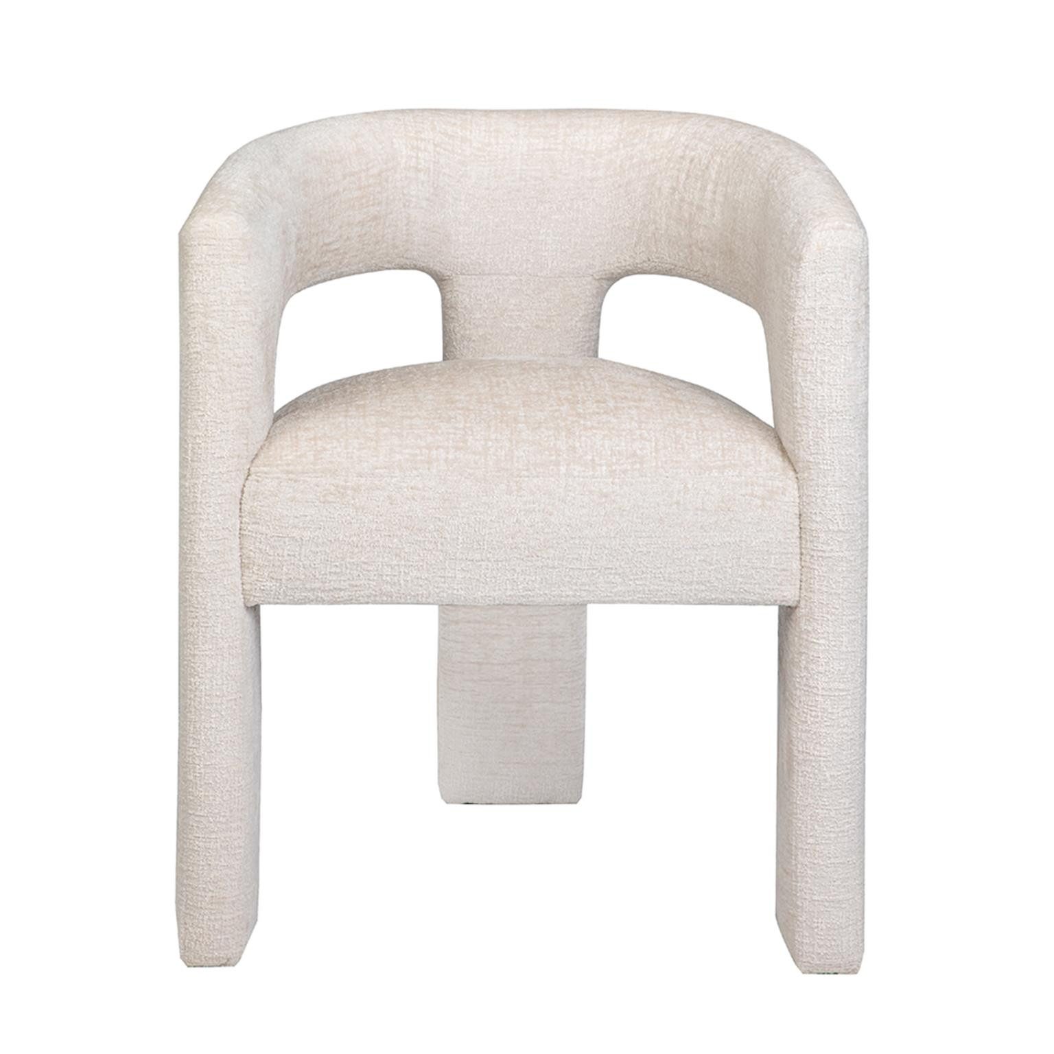 Livin Hill Stuhl Leith, Hellbeige, abgerundetes Design, langlebiges Chenille-Stoffpolster