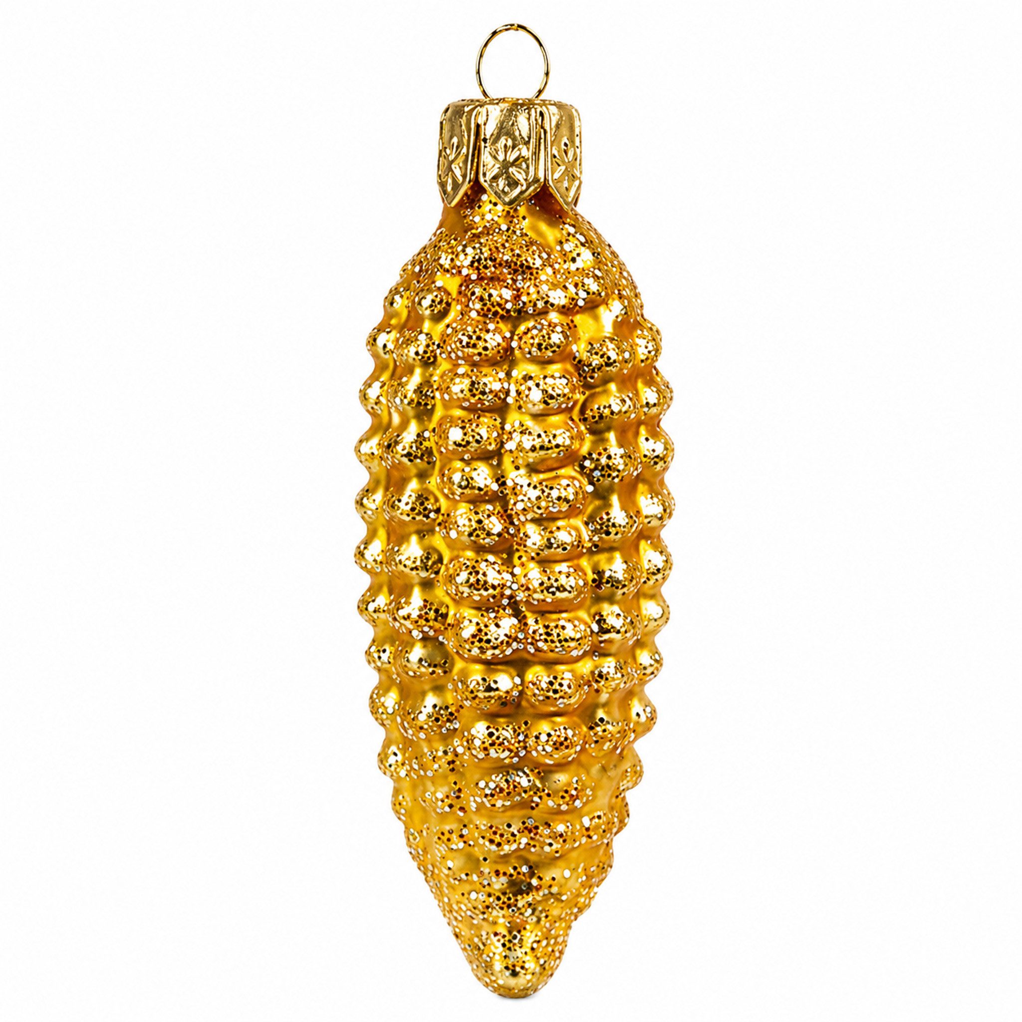 IMPULS Christbaumschmuck, Christbaumanhänger Maiskolben aus Glas 5cm Gold
