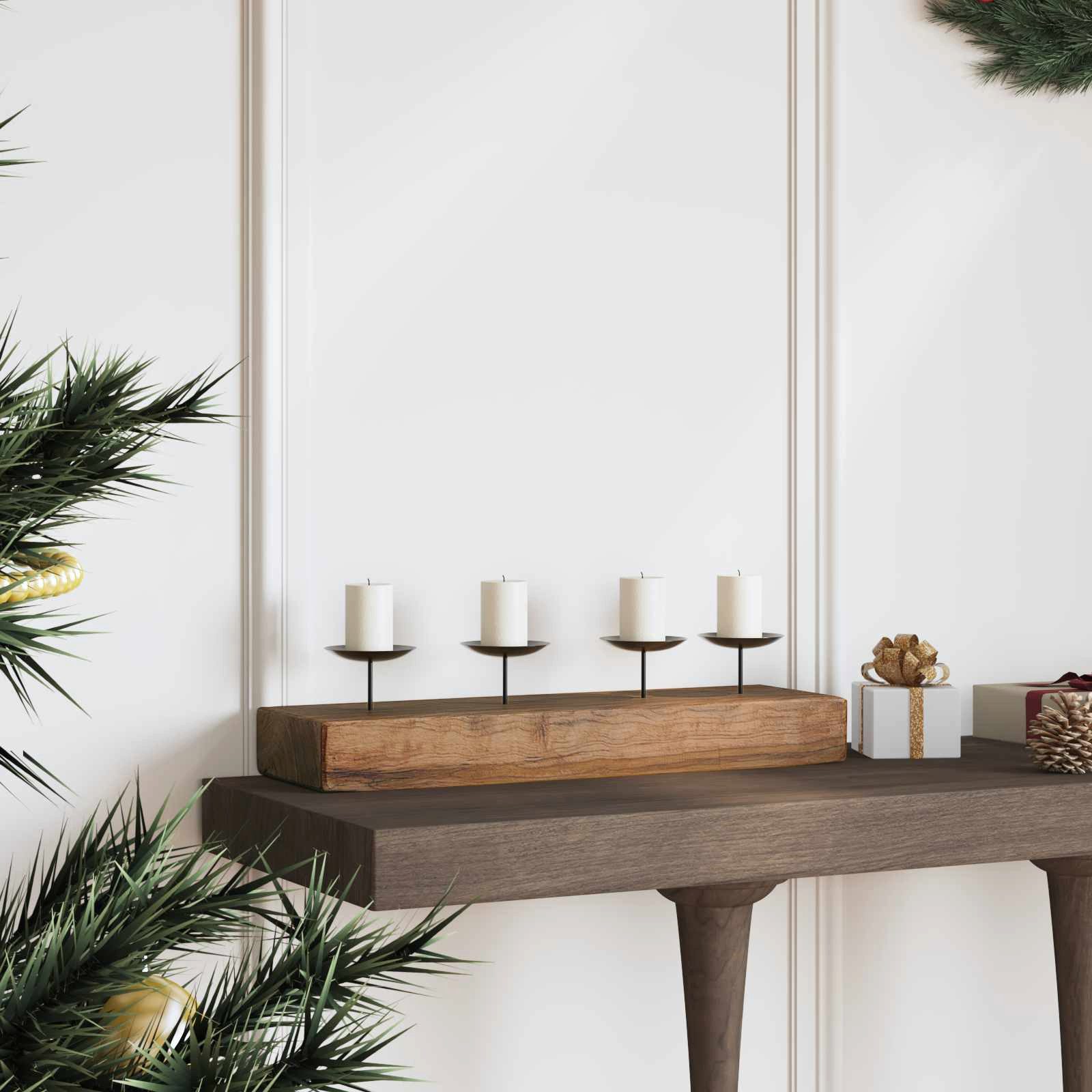 vidaXL Kerzenständer Kerzenhalter Natur 50 x 15 x 10 cm Massivholz (1 St)